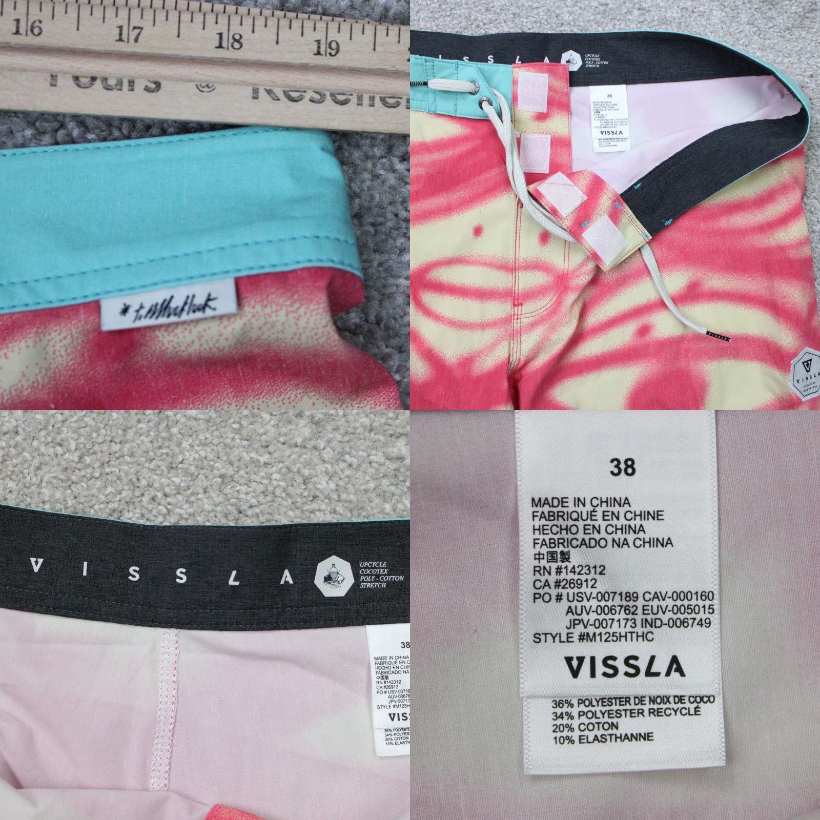 Vissla Vissla Boardshorts Mens 38 Mag Stretch Swim Shorts 9" Inseam Beige Floral Pockets Stretching Size US 38 / EU 54 - 8 Thumbnail