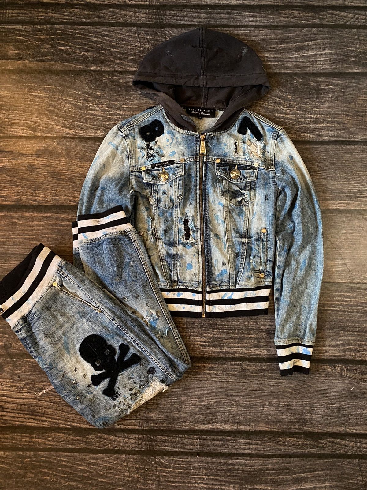 Philipp Plein Philipp Plein Painted Skull Denim Suit Size S / US 4 / IT 40 - 2 Thumbnail