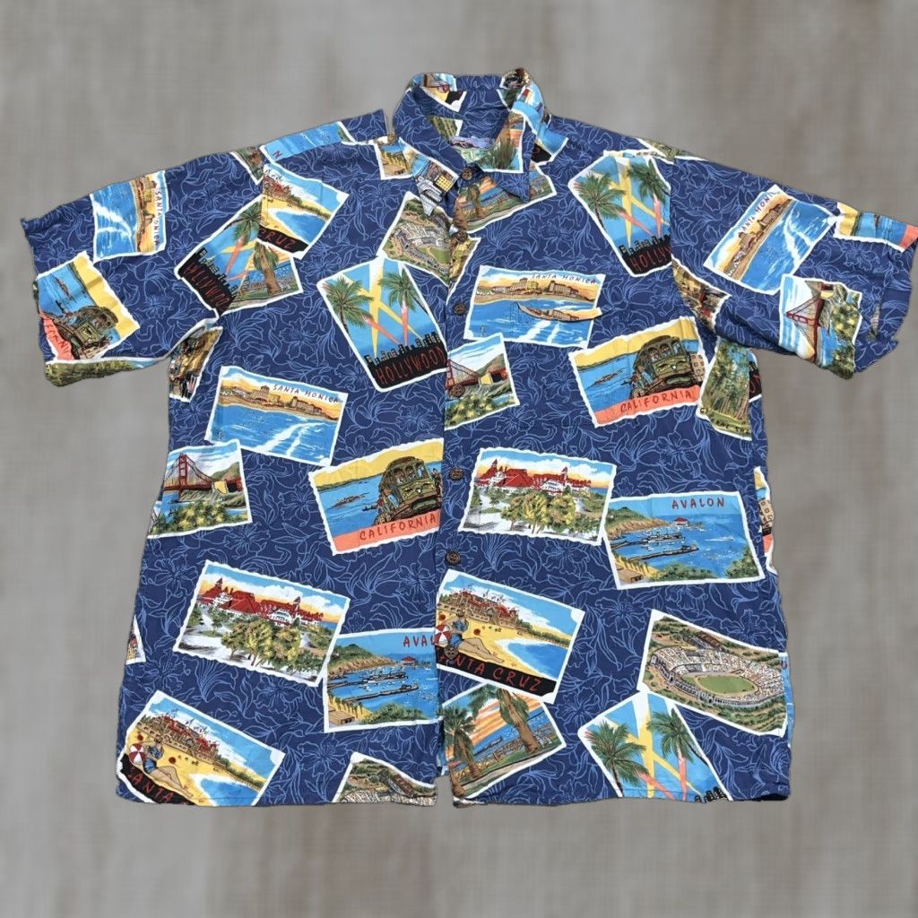 Reyn Spooner VINTAGE Reyn Spooner Hawaiian Shirt Men Medium Blue Rayon Postcards Adult Size US M / EU 48-50 / 2 - 1 Thumbnail