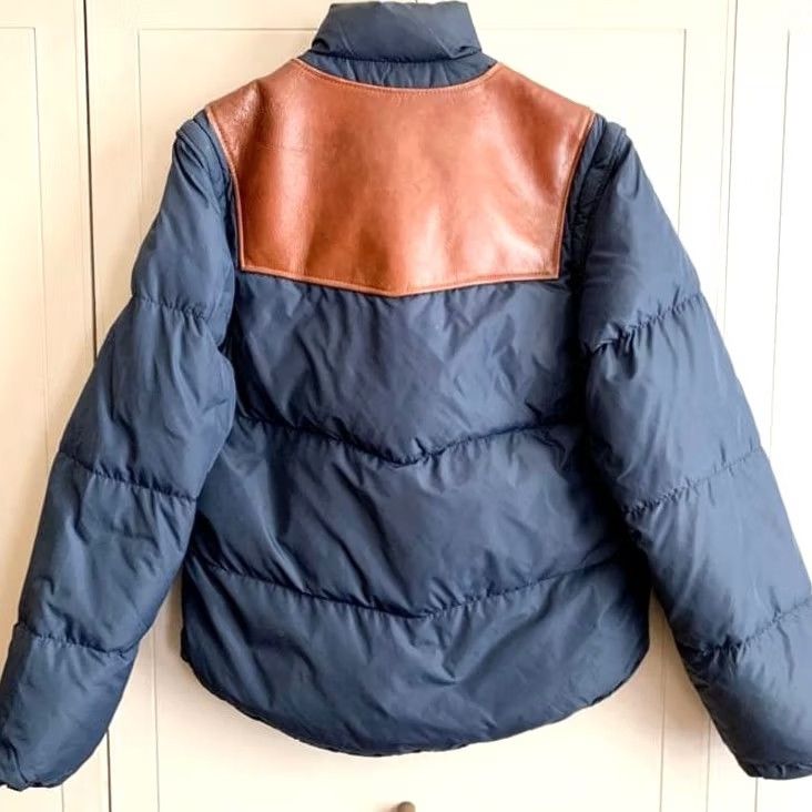 Schott Schott 2WAY Leather Down Jacket navy Vest USA Size 40 (L-XL) F/S Men's Jacket 2WAY Down Vest Navy Slim Casual Winter Heavy Size US L / EU 52-54 / 3 - 7 Thumbnail