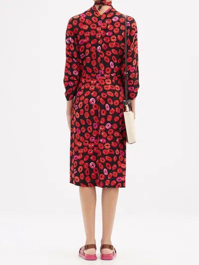 Marni o1y1025 Midi Dress in Black/Red Size XS / US 0-2 / IT 36-38 - 5 Thumbnail