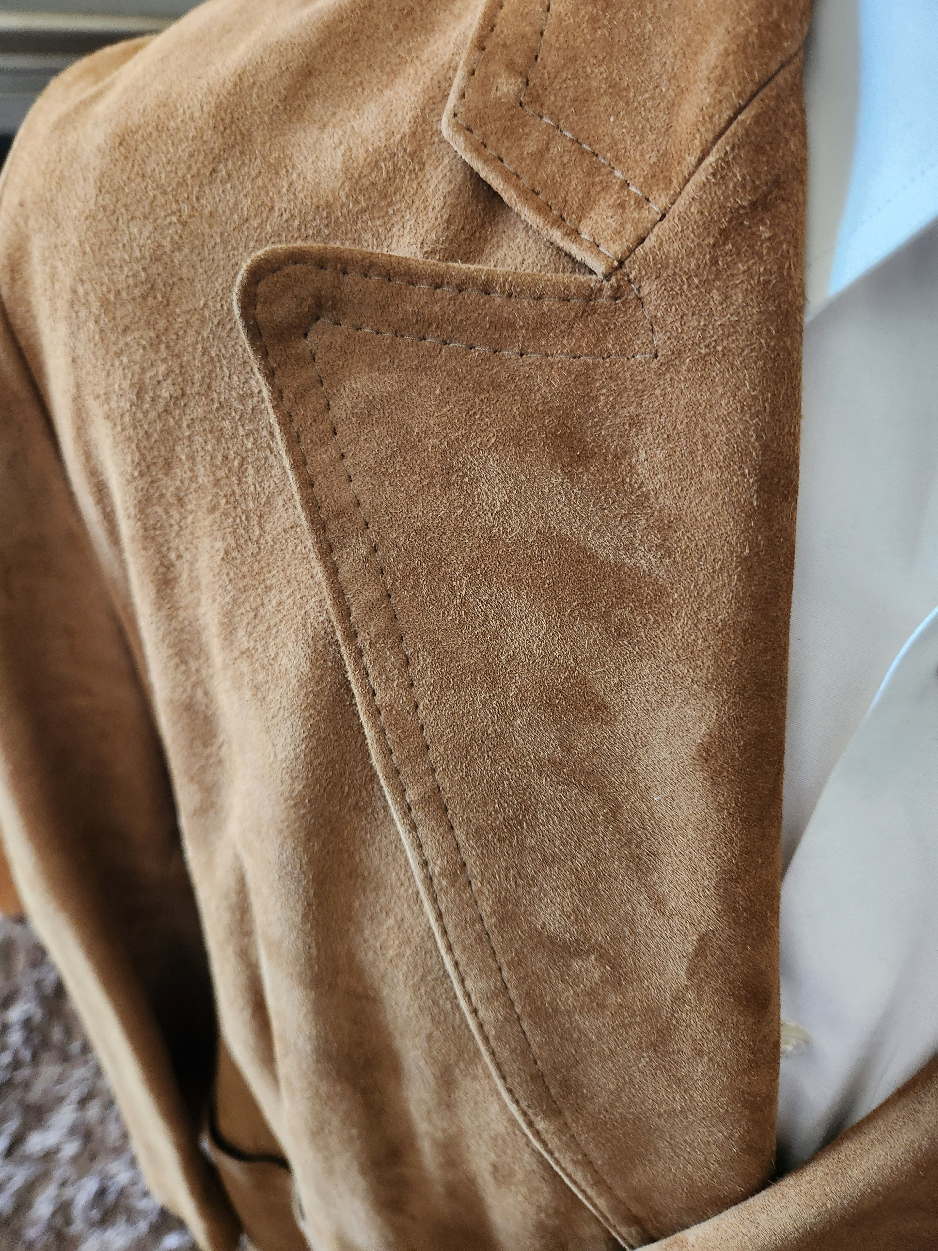 Other Vintage Custom-Made Suede Leather Double Breasted Blazer Size 44R - 3 Thumbnail