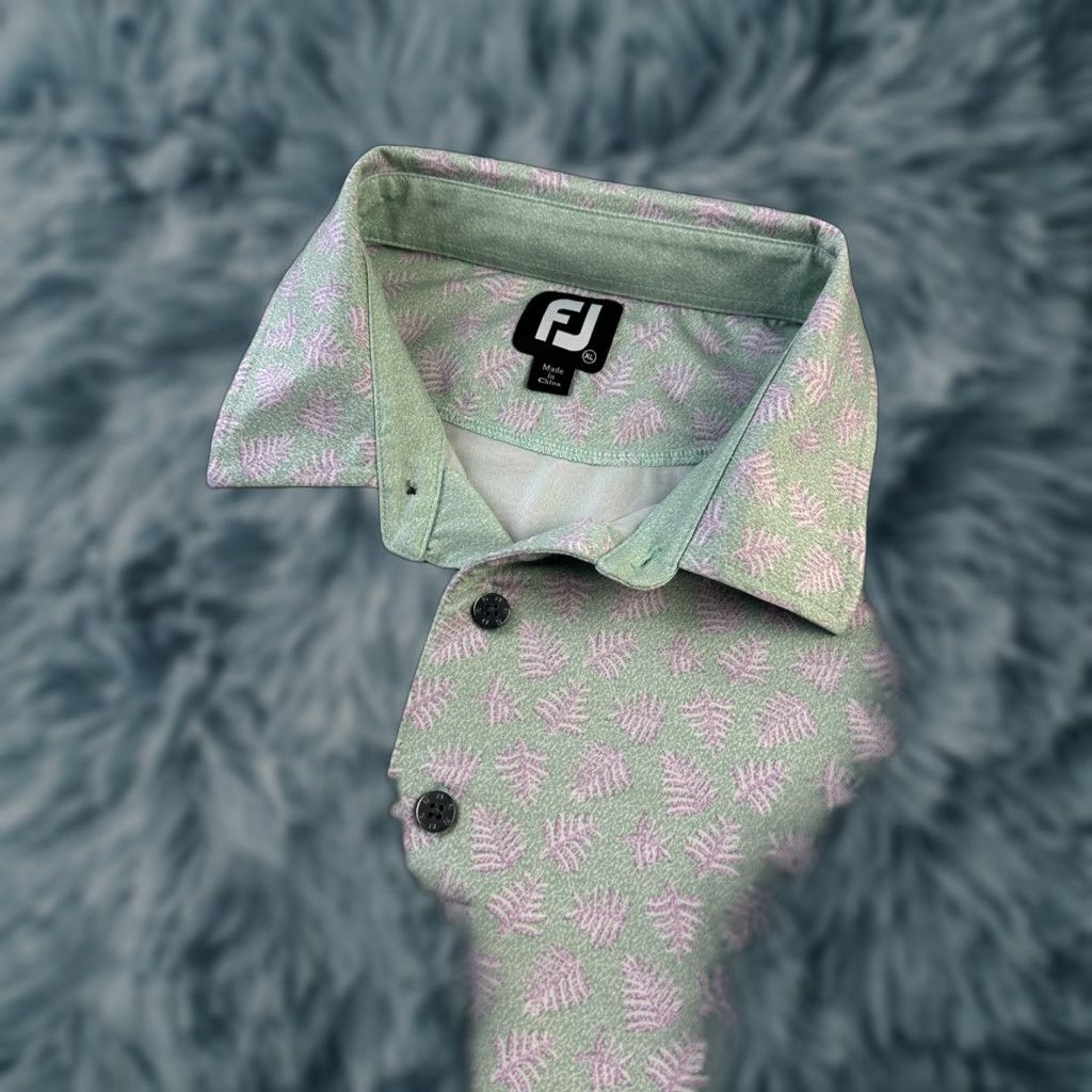 Footjoy FootJoy Polo Shirt Mens XL Green All Over Floral Print Golf Performance Short Sleeve Shirt Regular Fit Size US XL / EU 56 / 4 - 1 Thumbnail