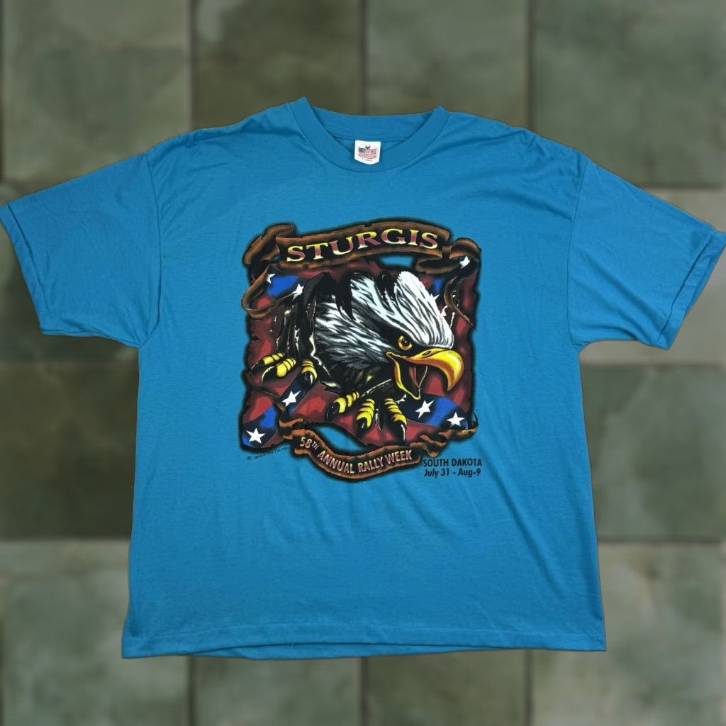 Harley Davidson VINTAGE Sturgis T Shirt Adult XL Blue Biker Rally 1998 Harley Davidson Eagle USA Mens XL 90s Size US XL / EU 56 / 4 - 1 Thumbnail