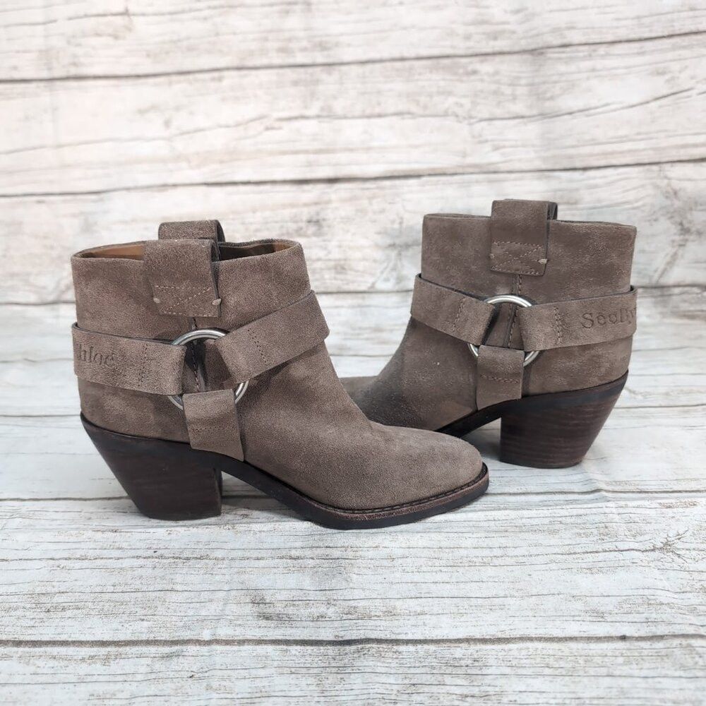 See by Chloe SEE BY CHLOE Eddie Harness Suede Booties Taupe Tan Size 37 Size US 7 / IT 37 - 1 Thumbnail