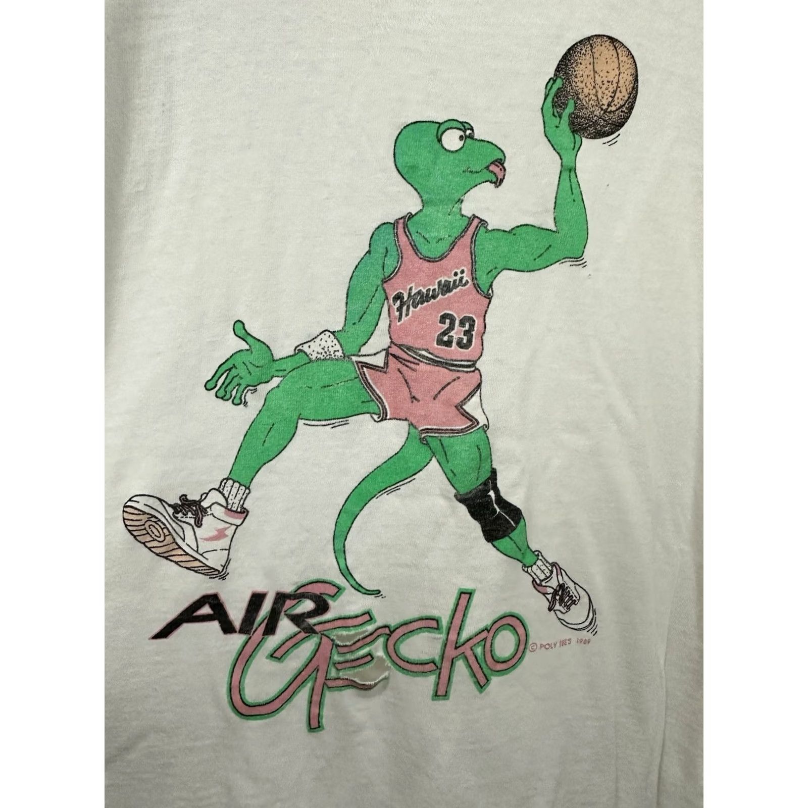 Vintage VTG 80s Air Gecko Basketball 23 Worn Distressed T-Shirt Mens Size US L / EU 52-54 / 3 - 3 Thumbnail