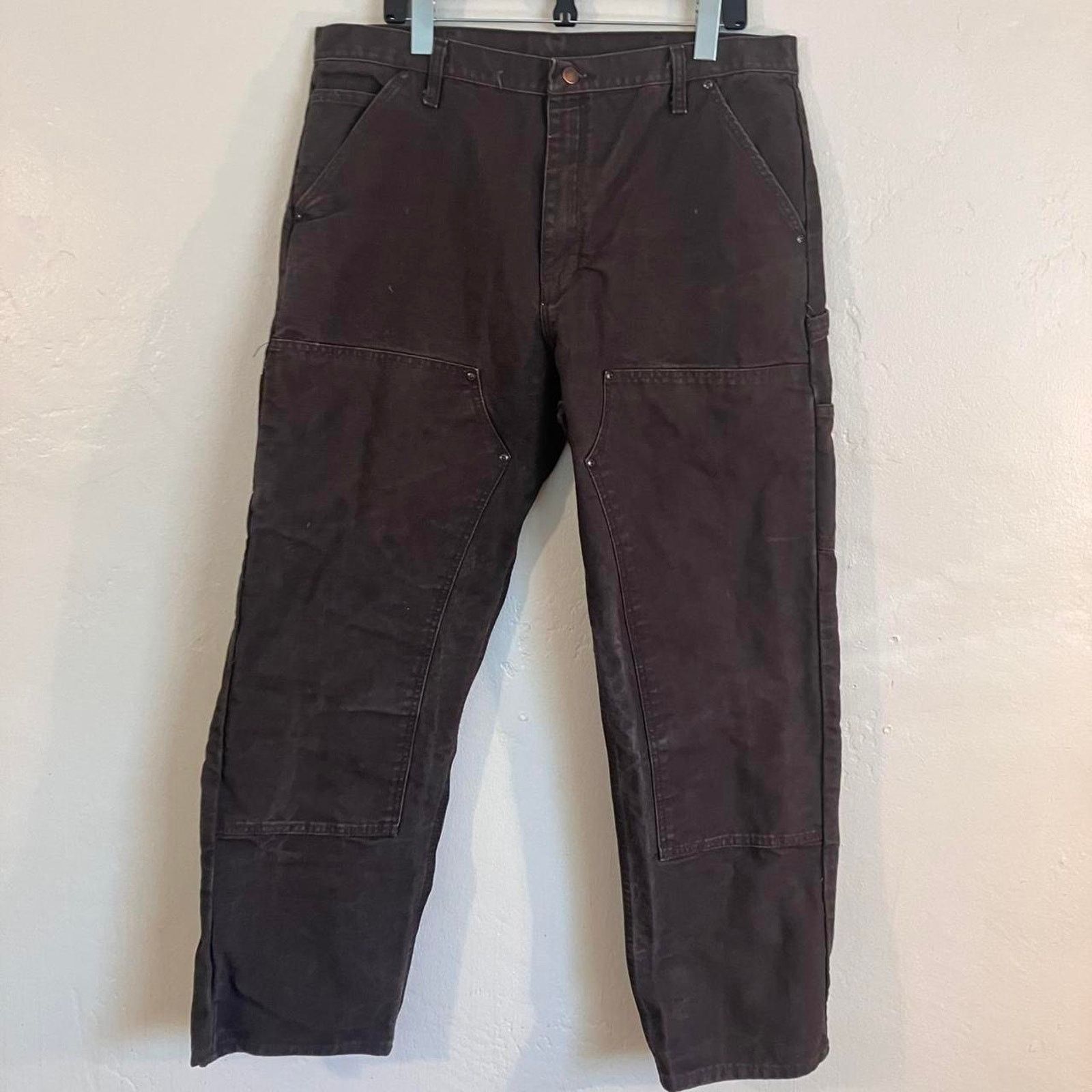 Vintage VF Imagewear Chocolate Brown Double Knee Workwear Pants Size US 38 / EU 54 - 1 Thumbnail