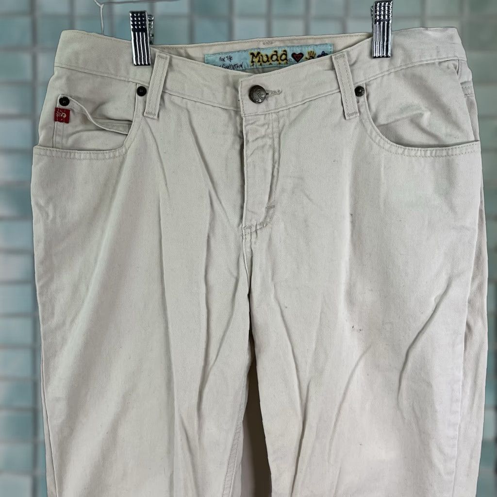 Denime Mudd Jeans Flare Leg Denim 5-Pocket Beige Size 32x30 Womens Vintage 90s Flop Pocket High Rise Beige 32x30 Womens Jeans Size 32" / US 10 / IT 46 - 1 Thumbnail