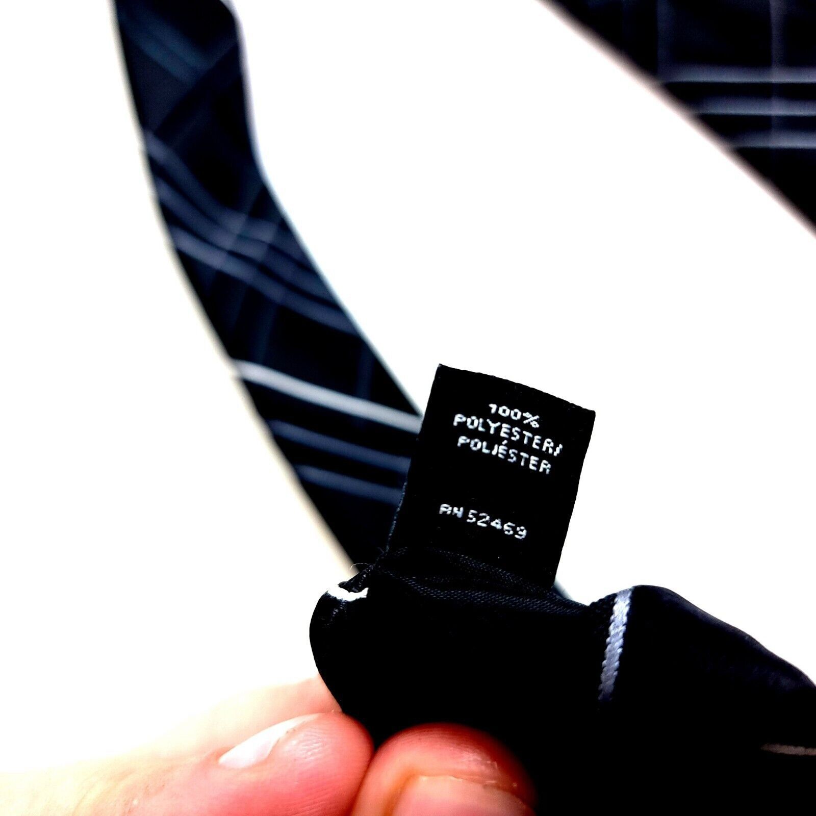 George George Polyester Black White Plaid Tie Size ONE SIZE - 4 Thumbnail