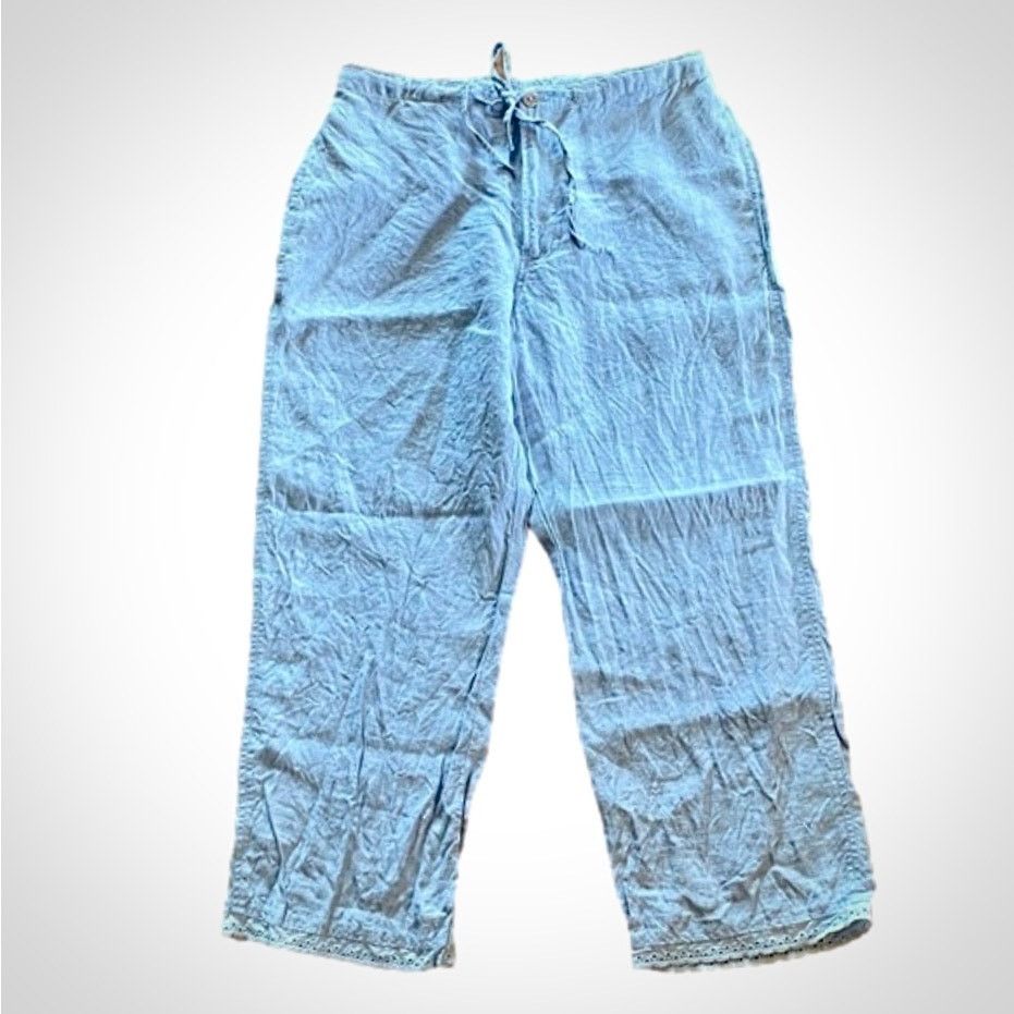 Other Sigrid Olsen SO Blue Cropped Linen Pants Womens Petite Small Size 28" / US 6 / IT 42 - 1 Thumbnail