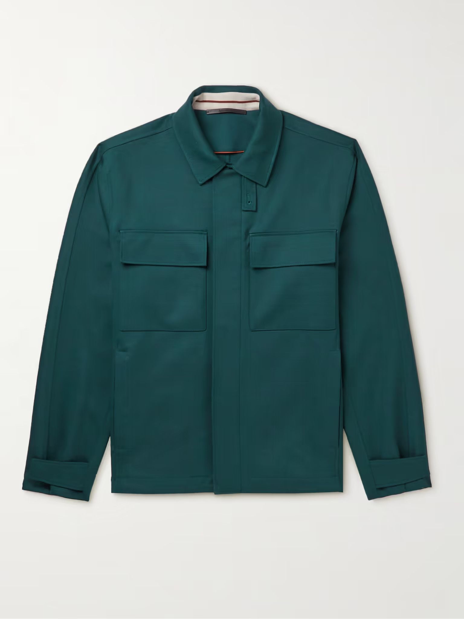 image of Loro Piana O1W1Db11223 Holburn Shirt Bomber Double Wool Mink in Petrolio, Men's (Size Large)