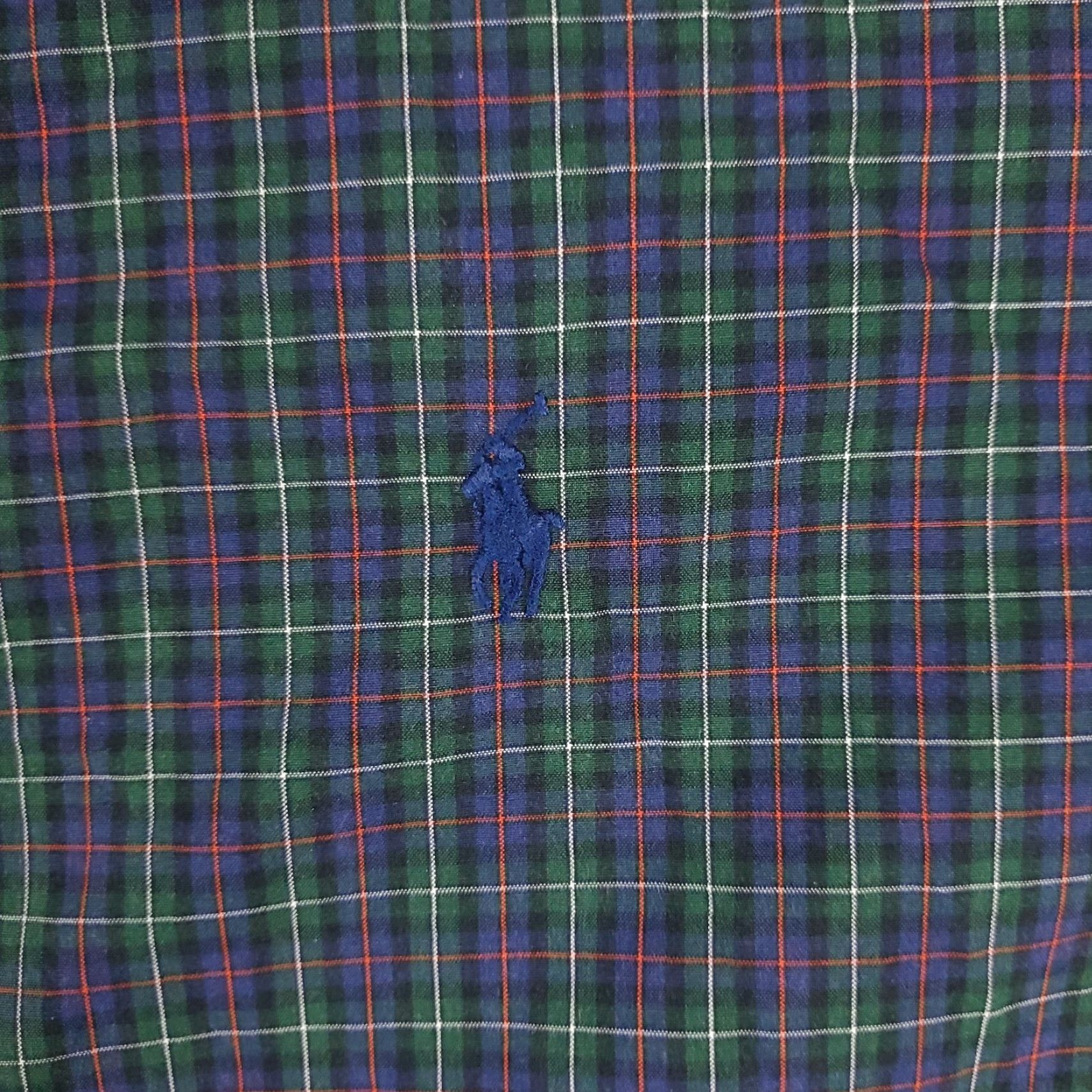 Ralph Lauren Ralph Lauren Shirt Mens Dress Shirt Button-Down 17.5 Blue Green Plaid Pony Long Sleeve Button Up Casual Business Workwear Size 46R - 2 Thumbnail