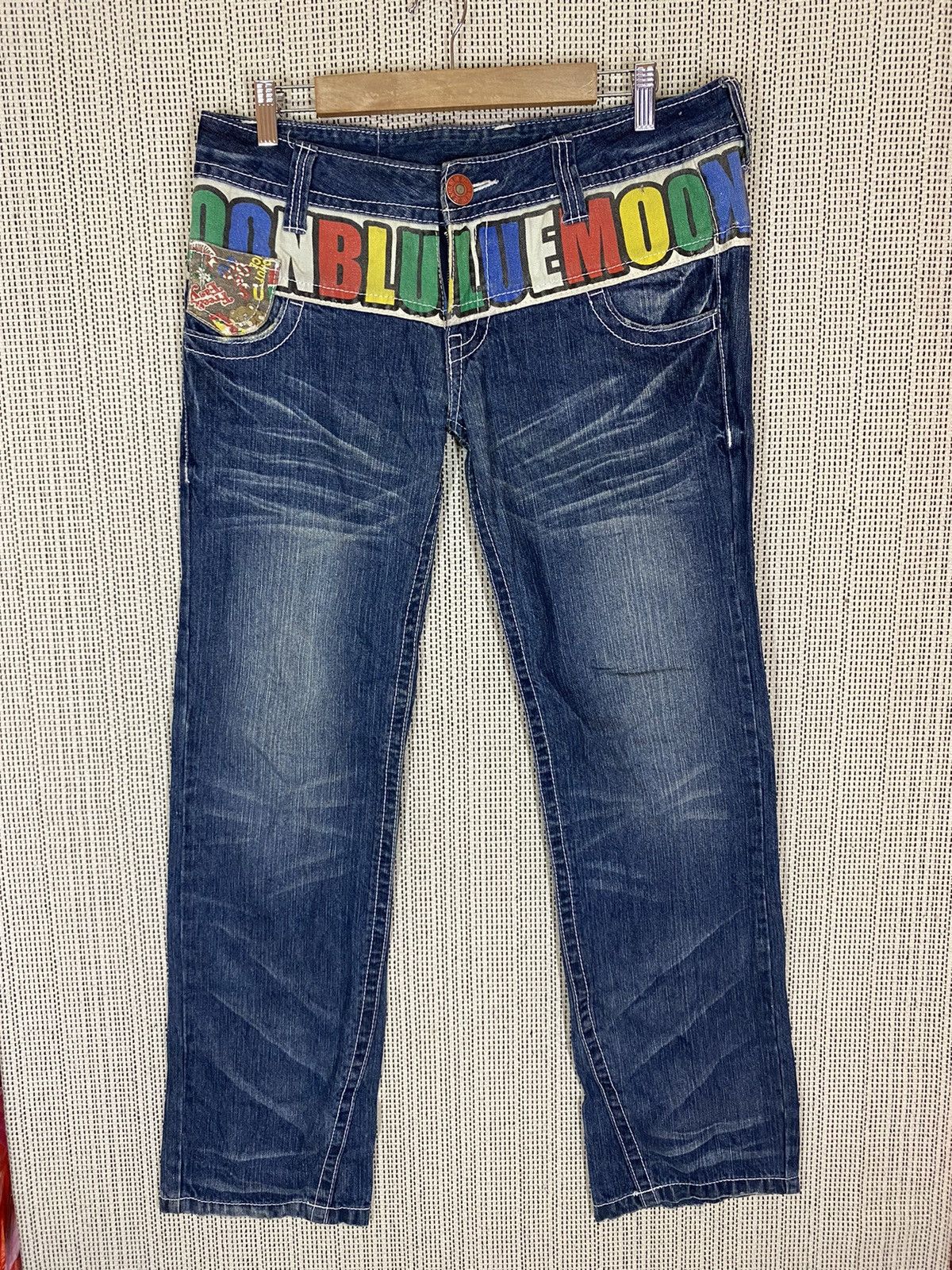 If Six Was Nine × Japanese Brand × Seditionaries ‼️BLUE MOON FLARED DENIM SPELLOUT VERY NICE DESIGN‼️ Size US 36 / EU 52 - 1 Thumbnail