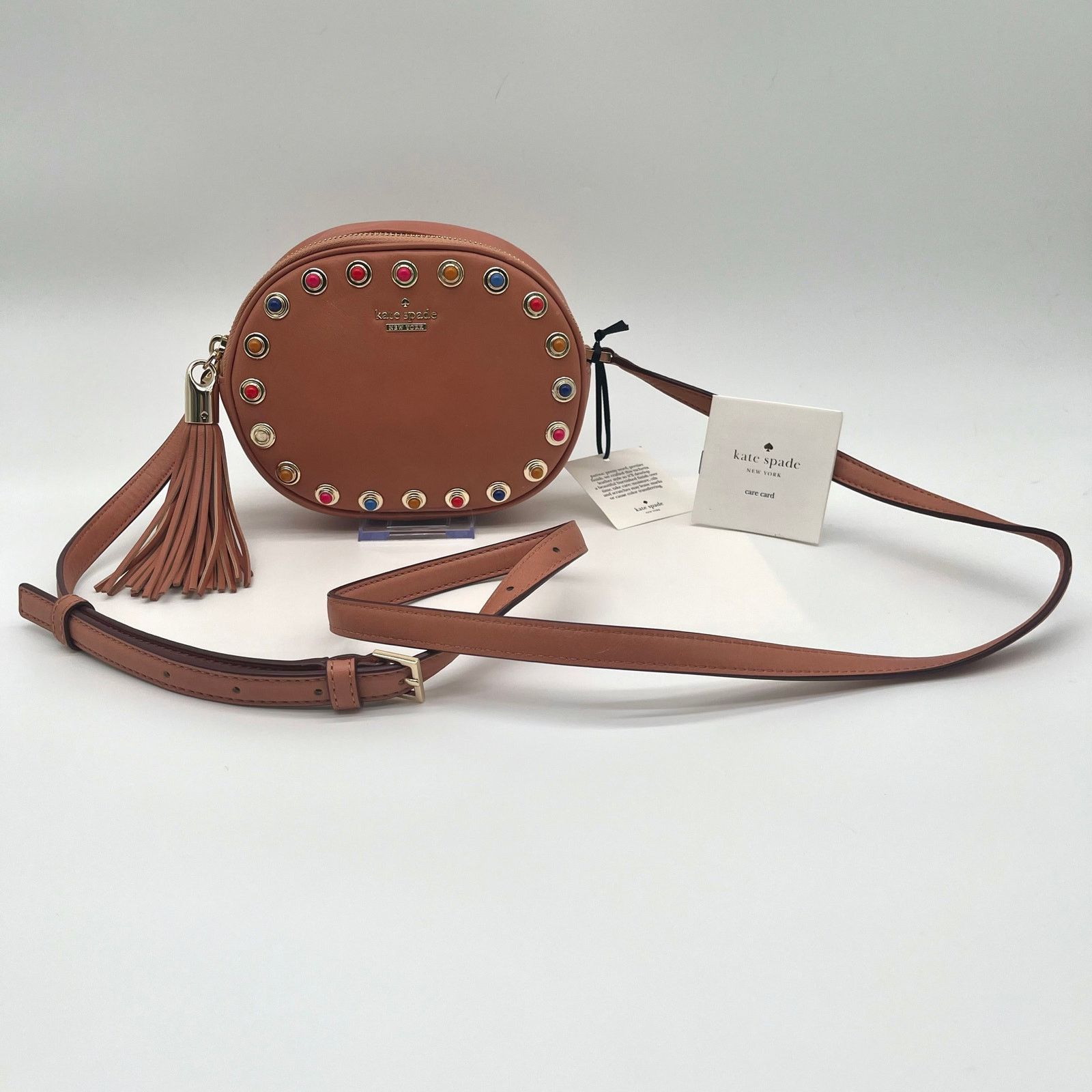 Kate Spade KATE SPADE NWT Leather Devoe Street Tinley, Brown w/ Studs Size ONE SIZE - 4 Thumbnail