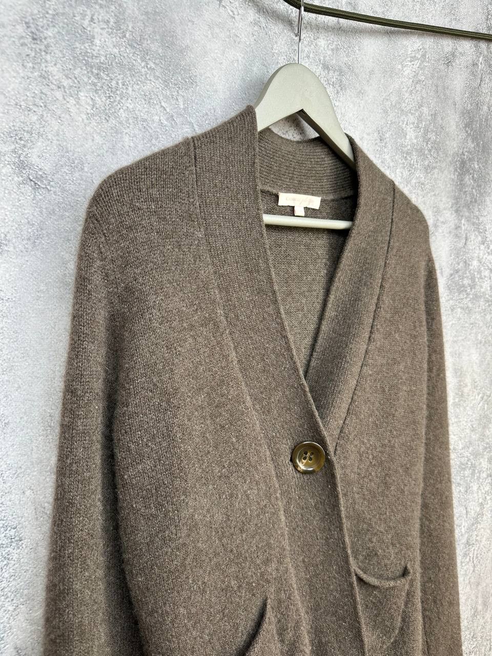 Other Cashmere Polo Club V-Neck Cardigan 100% Cashmere Taupe Size L / US 10 / IT 46 - 3 Thumbnail