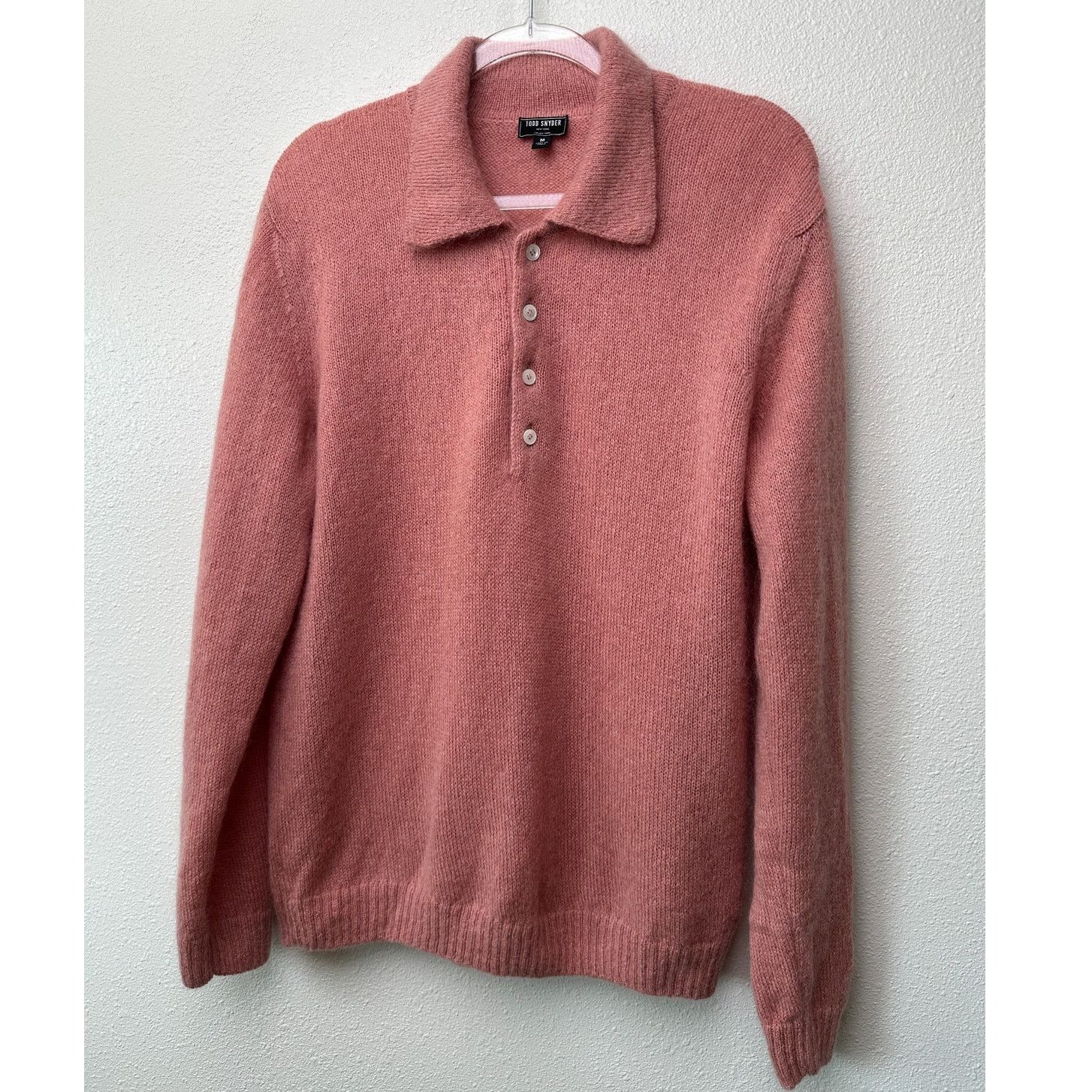 Todd Snyder Todd Snyder Mohair Sweater Polo Mens Medium Mauve Pink Size US M / EU 48-50 / 2 - 3 Thumbnail