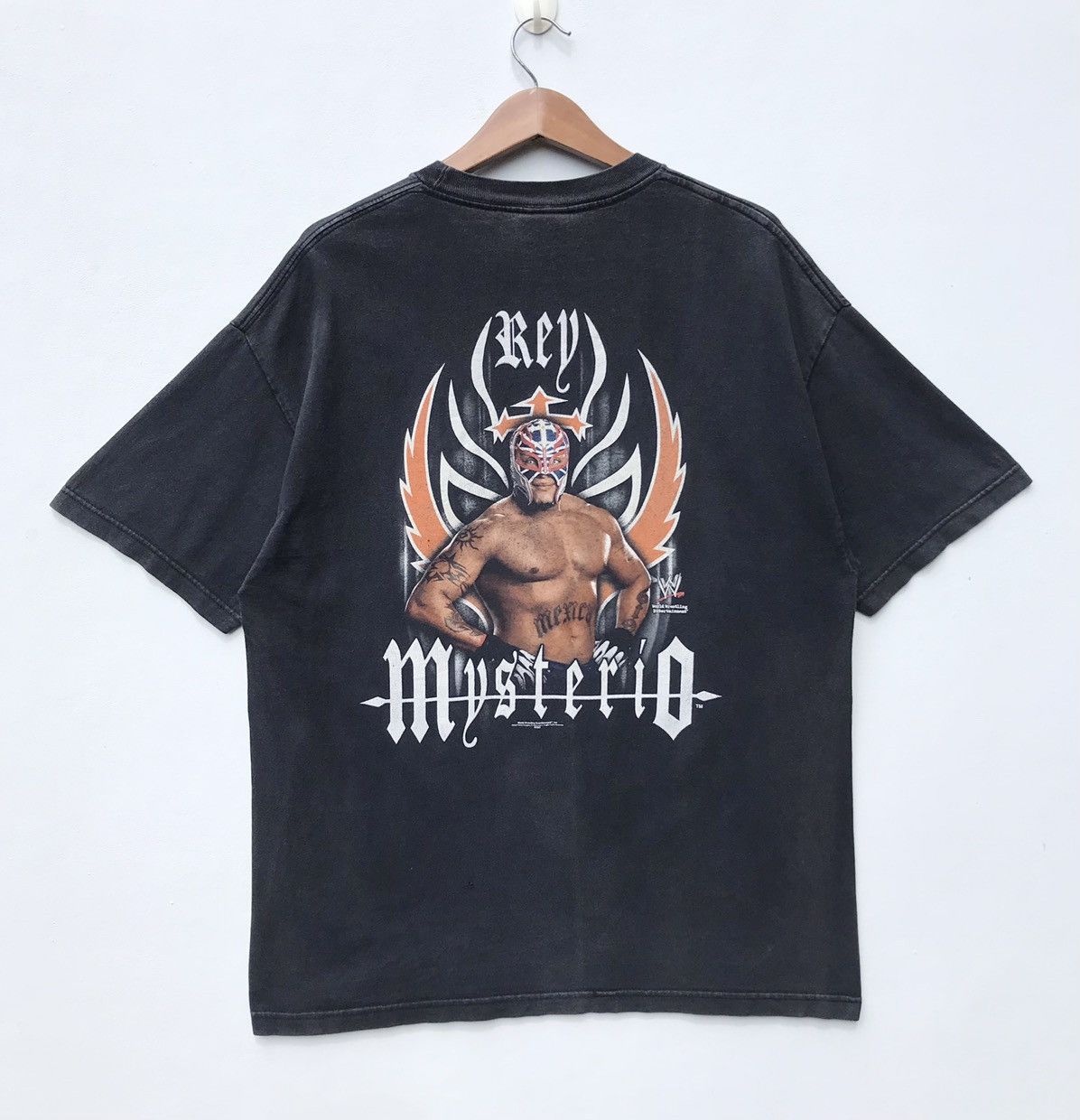 image of Distressedy2K Vintage Rey Mysterio Wresler2004 Shirt in Black, Men's (Size XL)