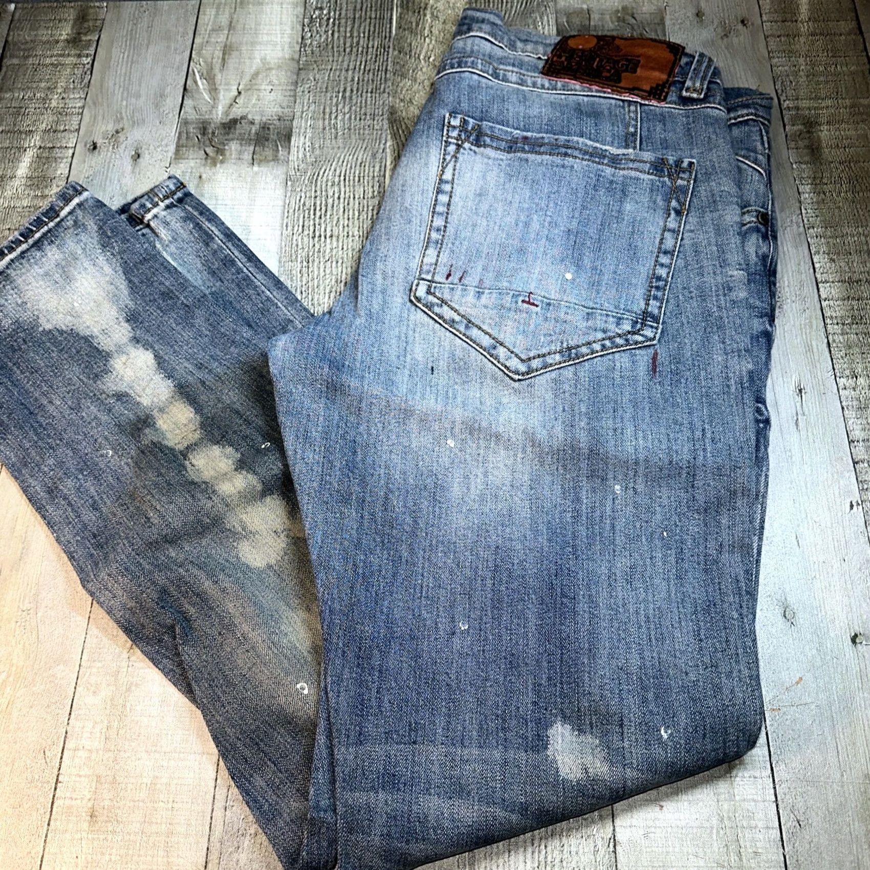 Vintage Heritage America Denim Distillery Jeans Distressed Paint Splattered 38x34 Mens Regular Blue 100% Cotton Denim Distillery Logo Zip Straight Vintage N/A Size US 38 / EU 54 - 3 Thumbnail