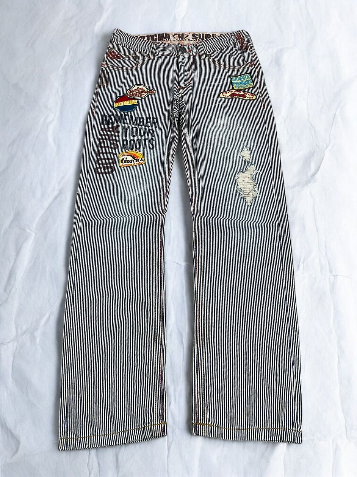 Gotcha Gotcha Surfwear Patches Distressed Design Wording Y2k Clone Size US 31 - 1 Thumbnail