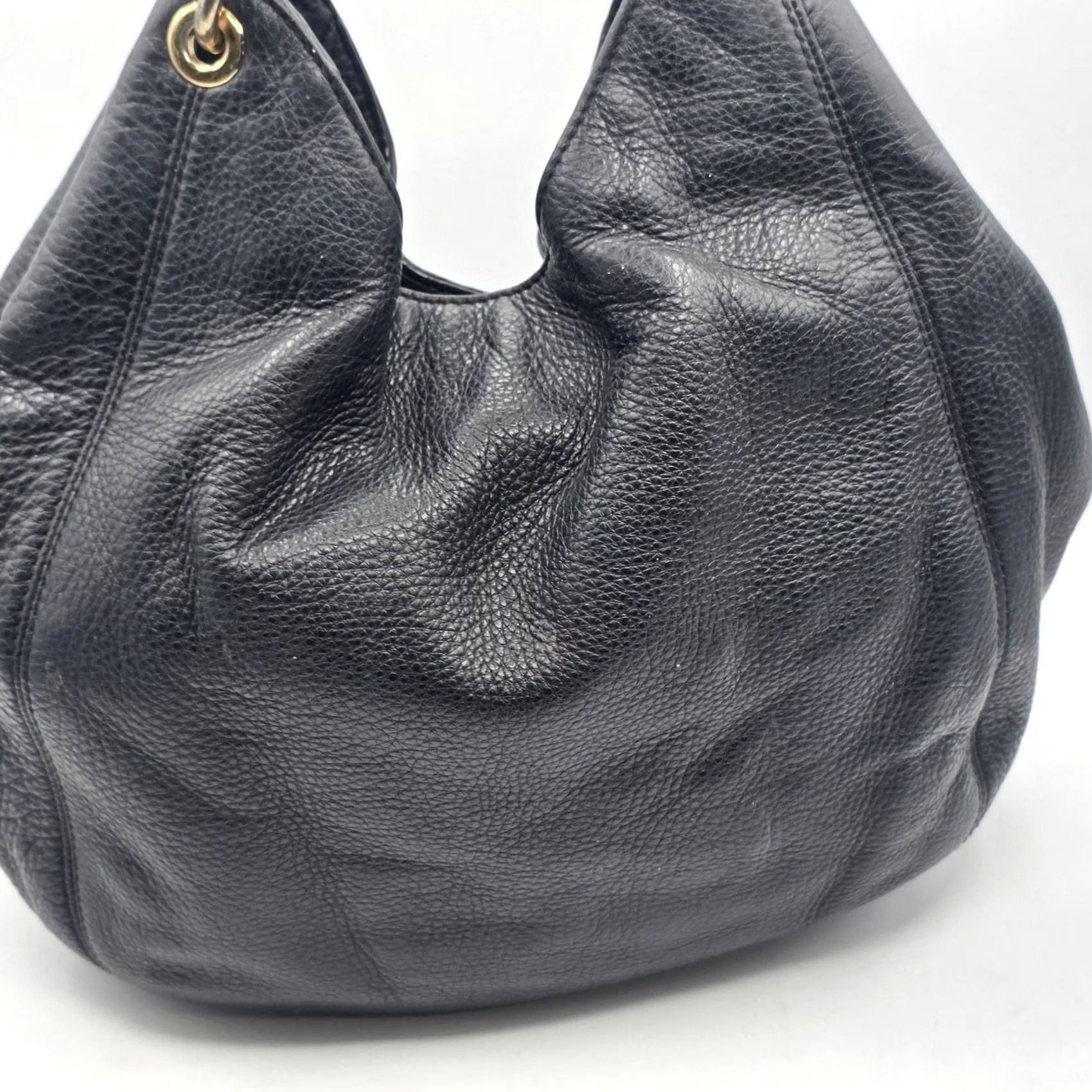 Michael Kors Michael Kors Hobo Bag Womens Large Black Pebbled Leather Gold Hardware Fulton Size ONE SIZE - 7 Thumbnail