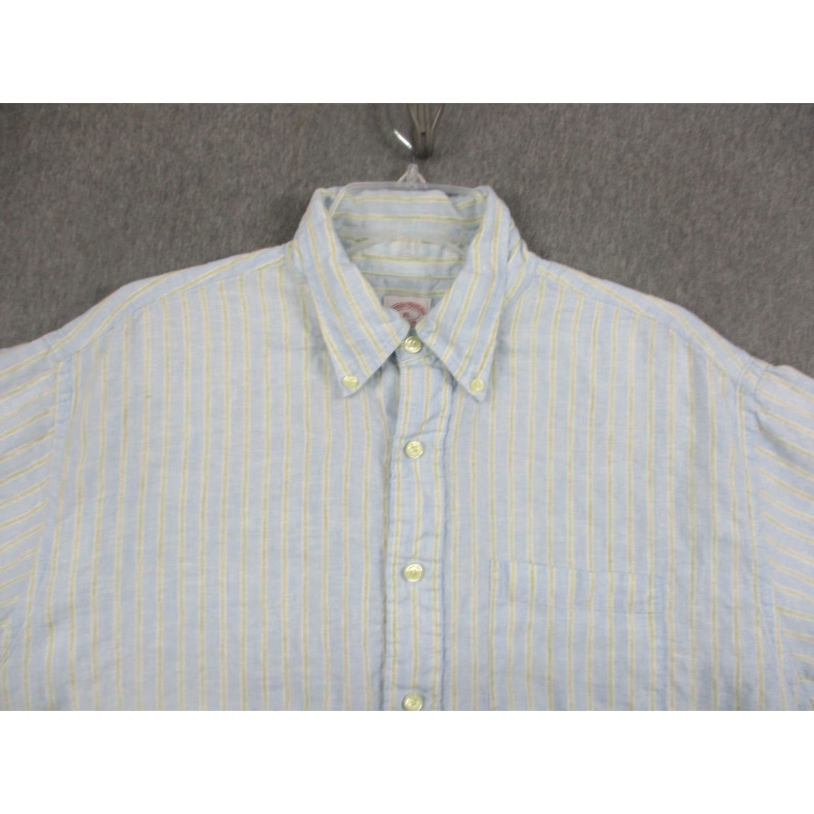 Brooks Brothers Brooks Brothers Shirt Mens XL Blue Striped Irish Linen Short Sleeve Button-Up Size US XL / EU 56 / 4 - 2 Thumbnail