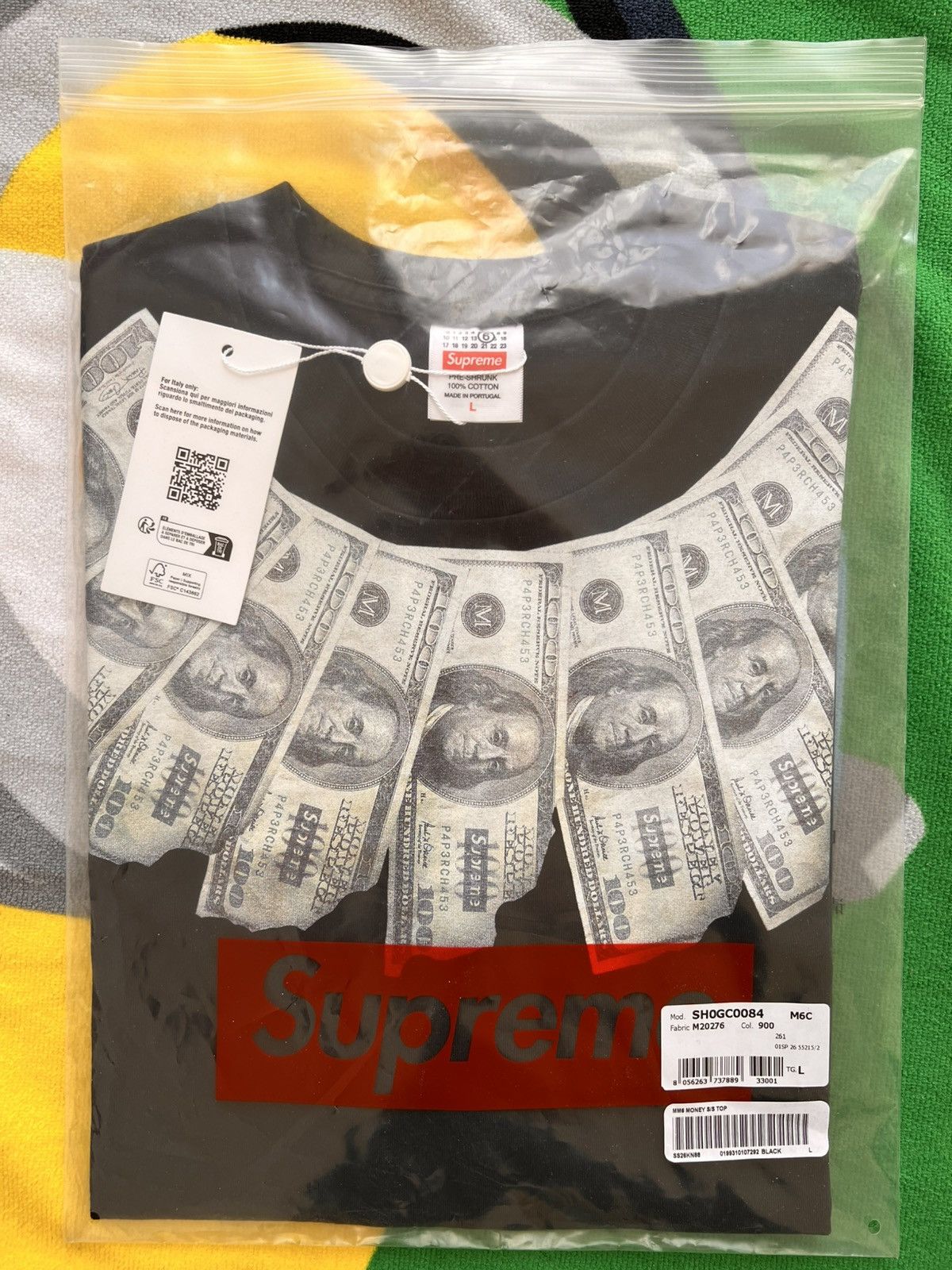 Maison Margiela × Supreme L - Supreme x MM6 Maison Margiela Money S/S Top Black dollar Size US L / EU 52-54 / 3 - 19 Thumbnail