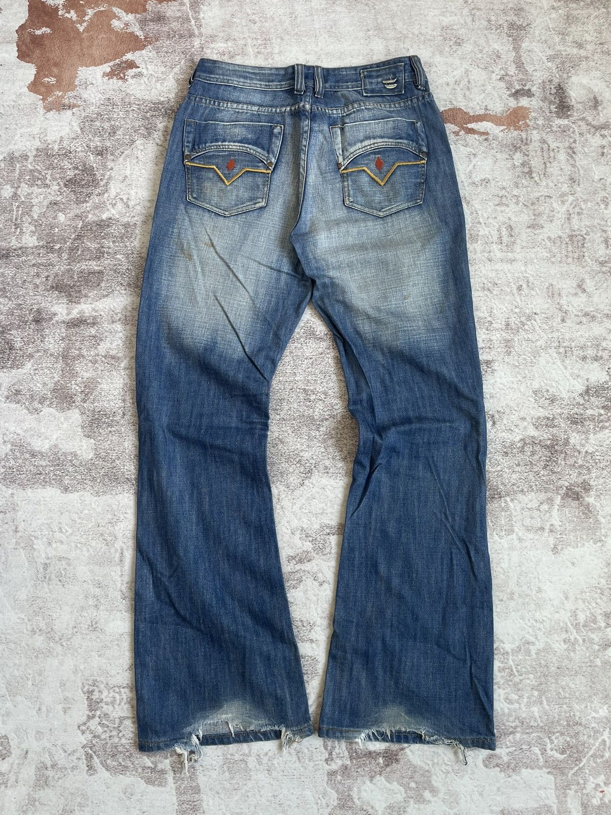 Diesel Black Gold Vintage Y2K Diesel Thrashed Flare Denim Pants Size US 31 - 2 Thumbnail