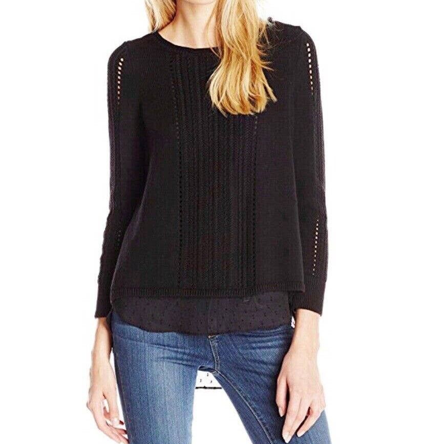 Lucky Brand Lucky Brand Layered Split Back Sweater Top Sheer Underlay S Size S / US 4 / IT 40 - 1 Thumbnail