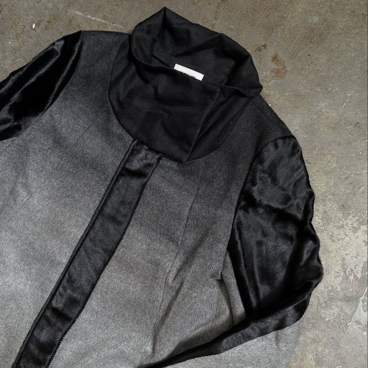 Helmut Lang HELMUT LANG OMBRÉ GREY/ BLACK WOOL CALF HAIR JACKET - S Size S / US 4 / IT 40 - 3 Thumbnail
