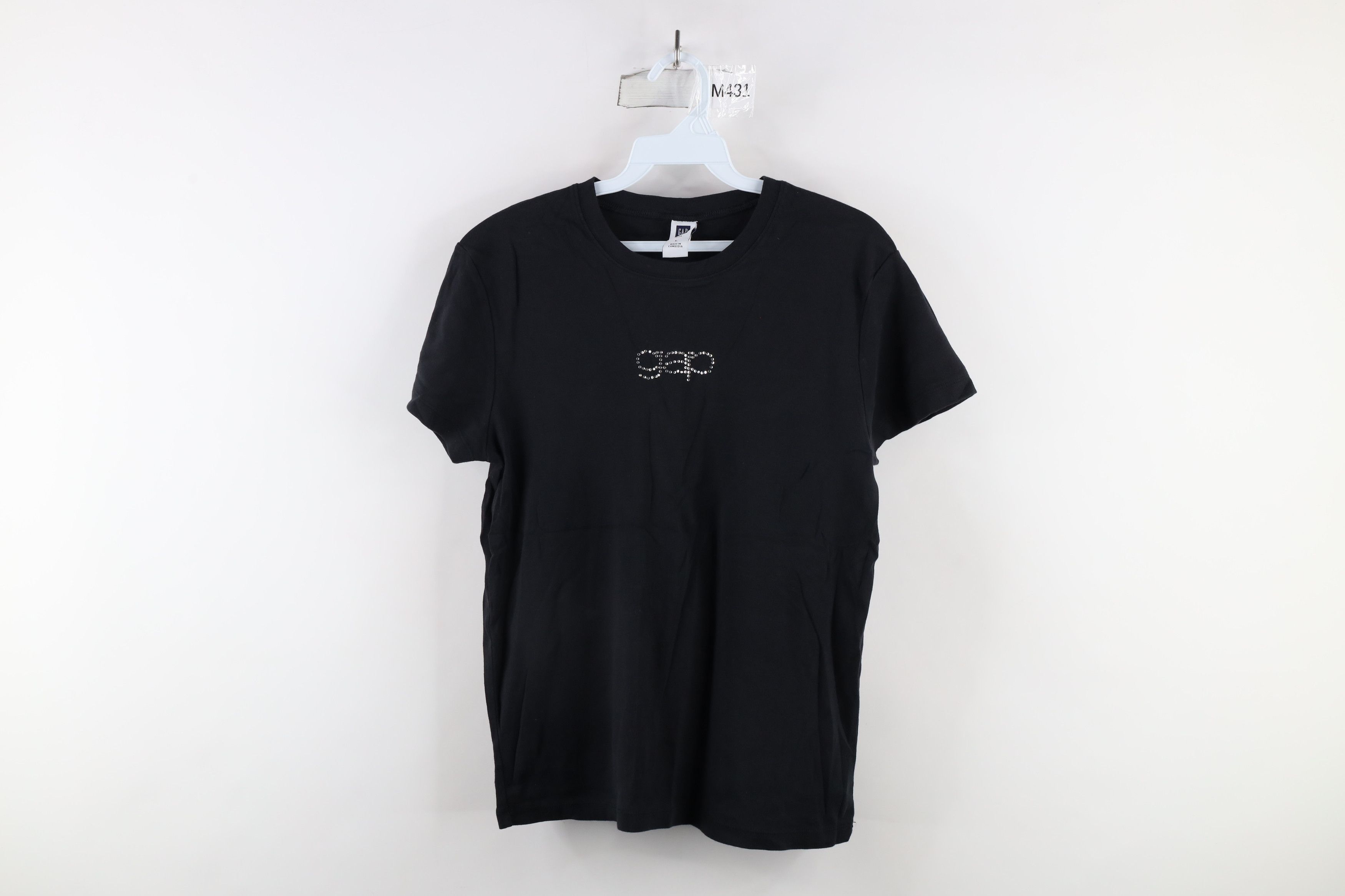Gap × Vintage Vintage Y2K Gap Spell Out Sequin Short Sleeve T-Shirt Black Size L / US 10 / IT 46 - 1 Thumbnail