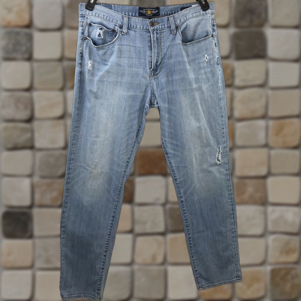 Lucky Brand VINTAGE Lucky Brand Distressed Blue Jeans 36X32 Denim 10 Authentic Skinny Y2K Mens Size US 36 / EU 52 - 1 Thumbnail