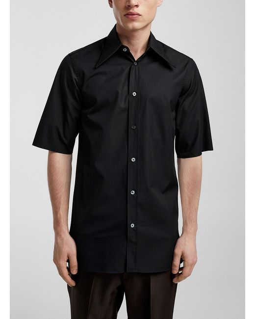 Maison Margiela NEW 38 Black Four Stitch Logo Pointed Collar Poplin Shirt Size US S / EU 44-46 / 1 - 3 Thumbnail