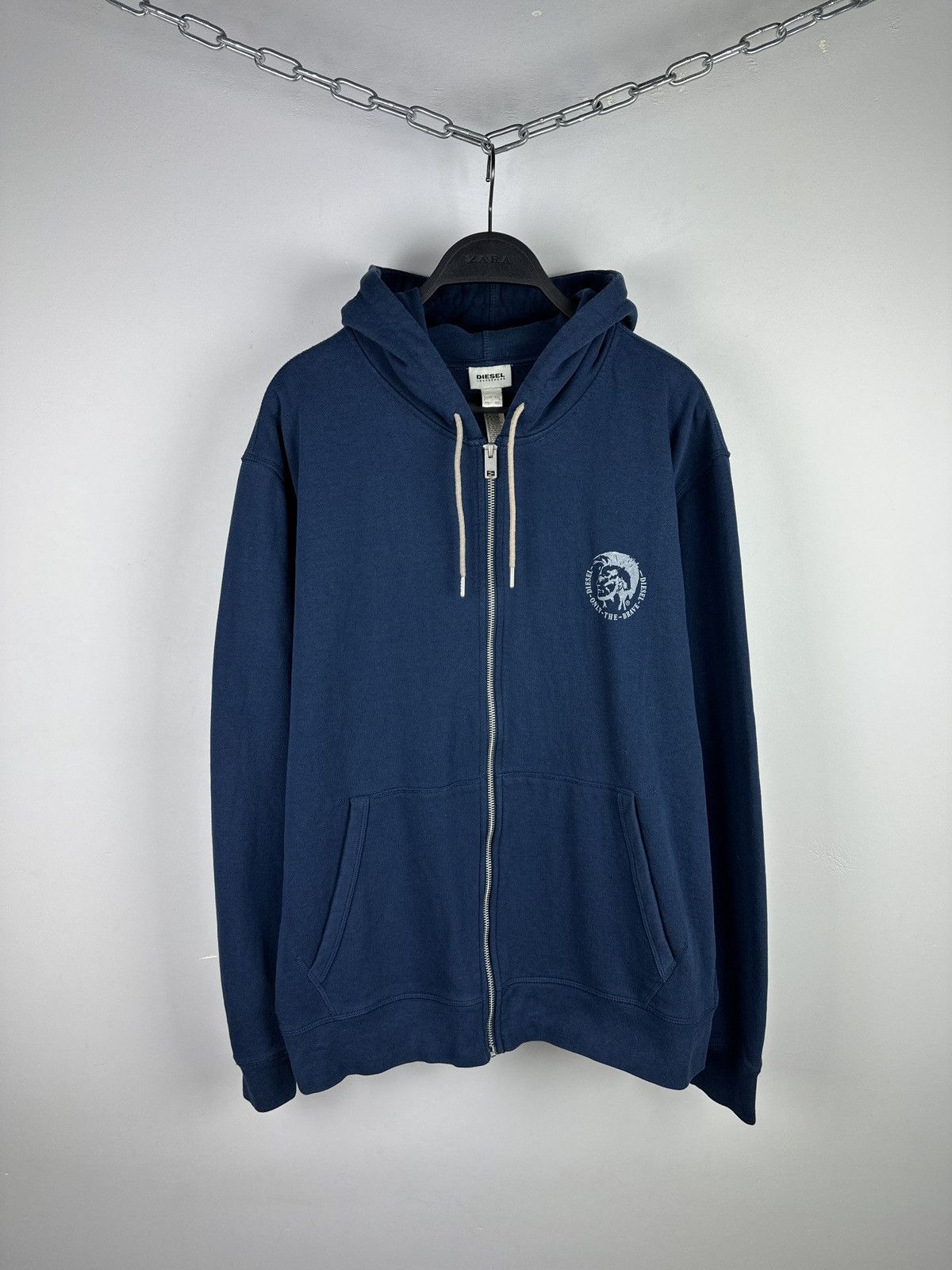 Diesel × Vintage Vintage Diesel Logo Zip Hoodie Size US XL / EU 56 / 4 - 1 Thumbnail
