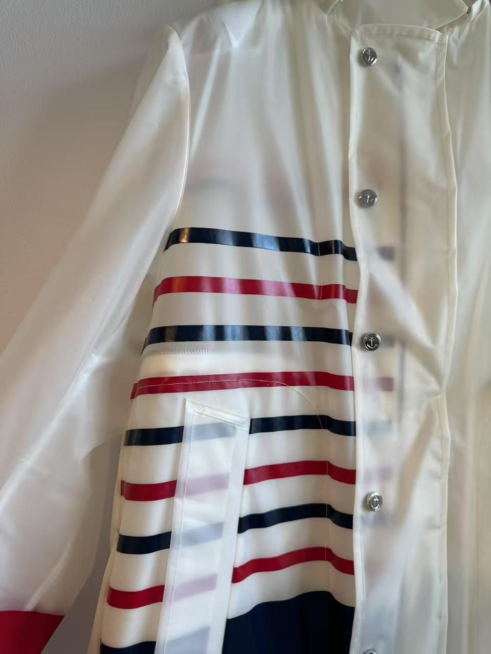 Thom Browne Thom Browne Transparent Stripe Rain Coat Size US M / EU 48-50 / 2 - 7 Thumbnail