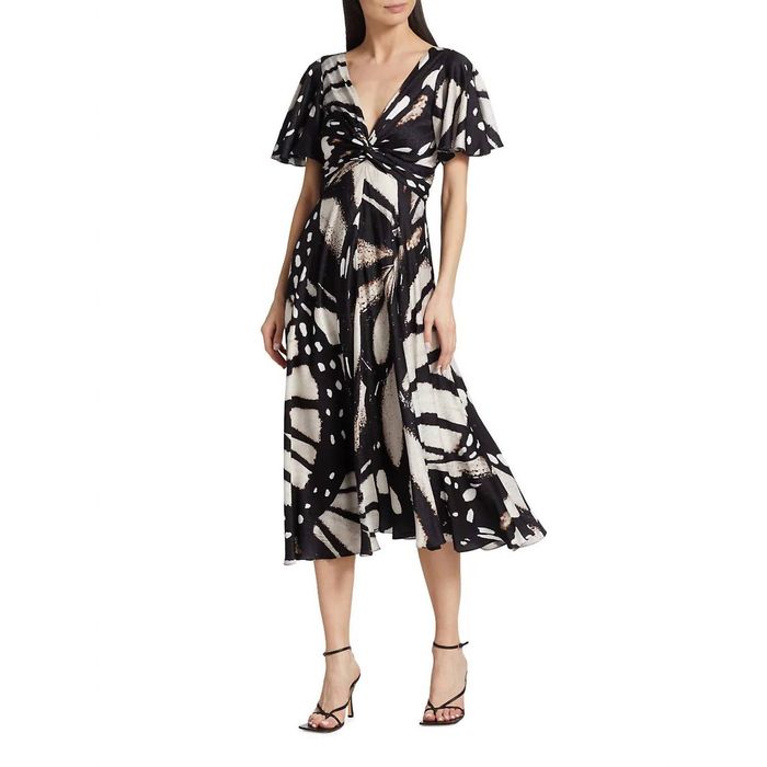 Prabal Gurung PRABAL GURUNG Flutter Sleeve Twist Dress In Black