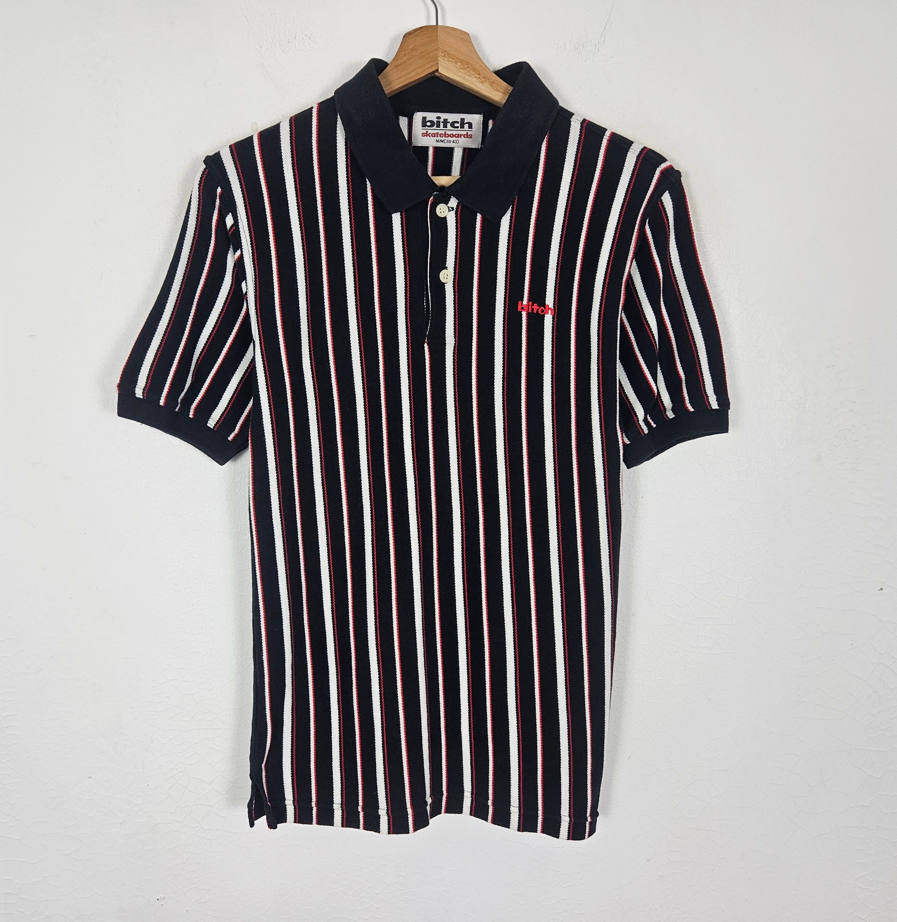 Hook-Ups Vintage Bitch Skatebord polo stripe tee shirt Size US XS / EU 42 / 0 - 2 Thumbnail