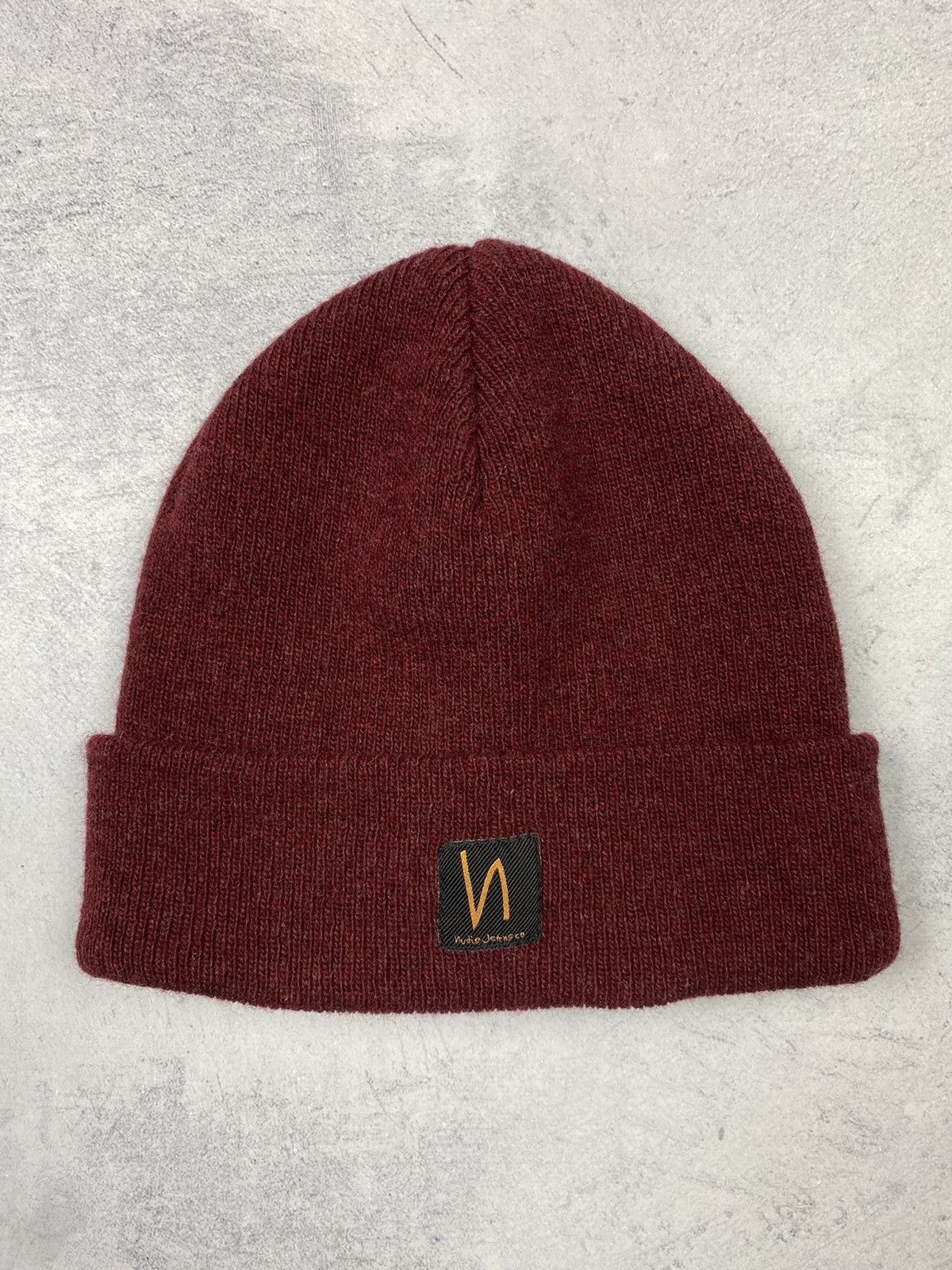 Nudie Jeans Nudie Jeans Ribbed Wool Beanie Hat Maroon Burgundy Size ONE SIZE - 2 Thumbnail
