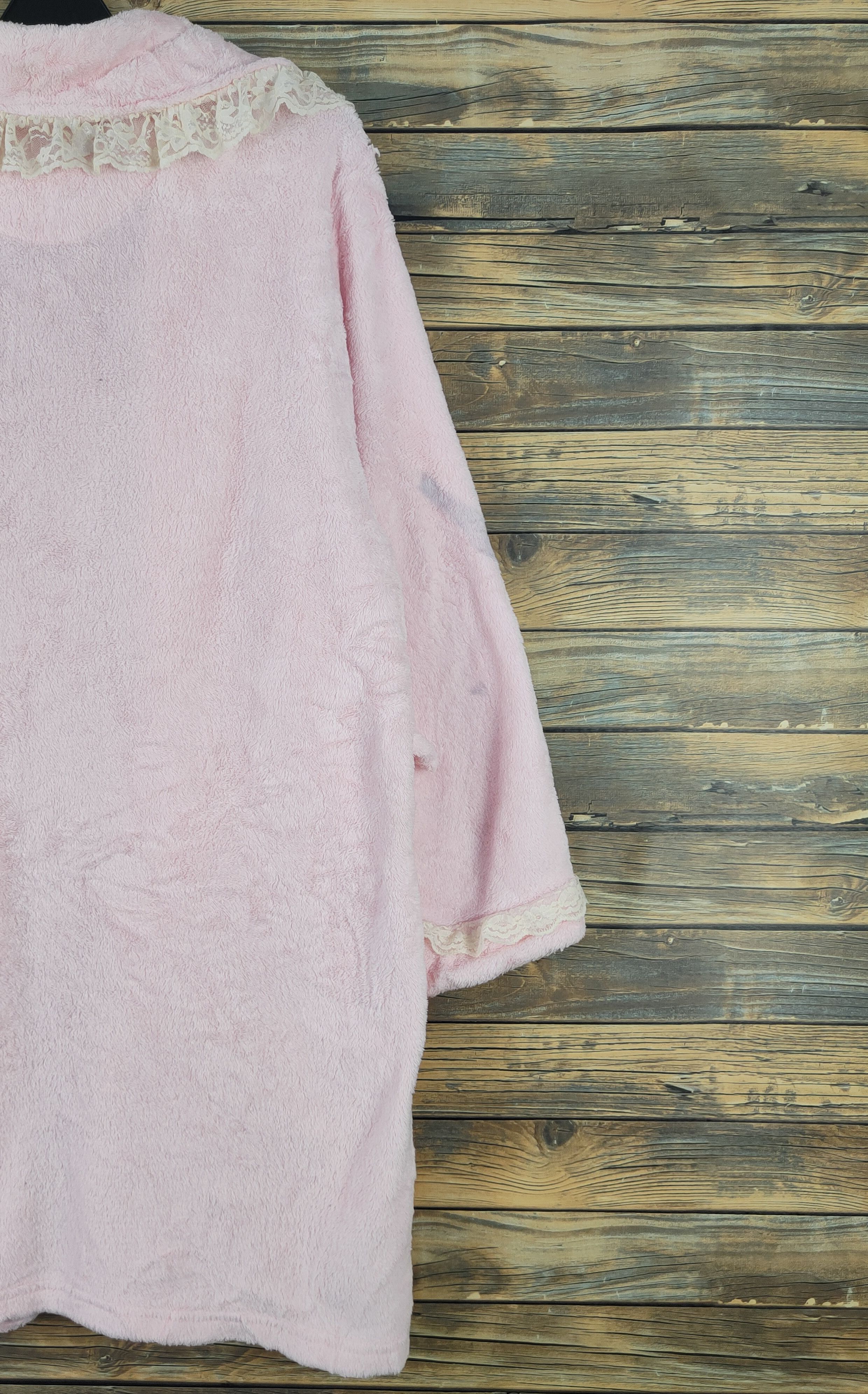 Aran Isles Knitwear × Japanese Brand × Vintage Sweet Rouge Pink Fur Mohair Bathrobe Size L / US 10 / IT 46 - 10 Thumbnail