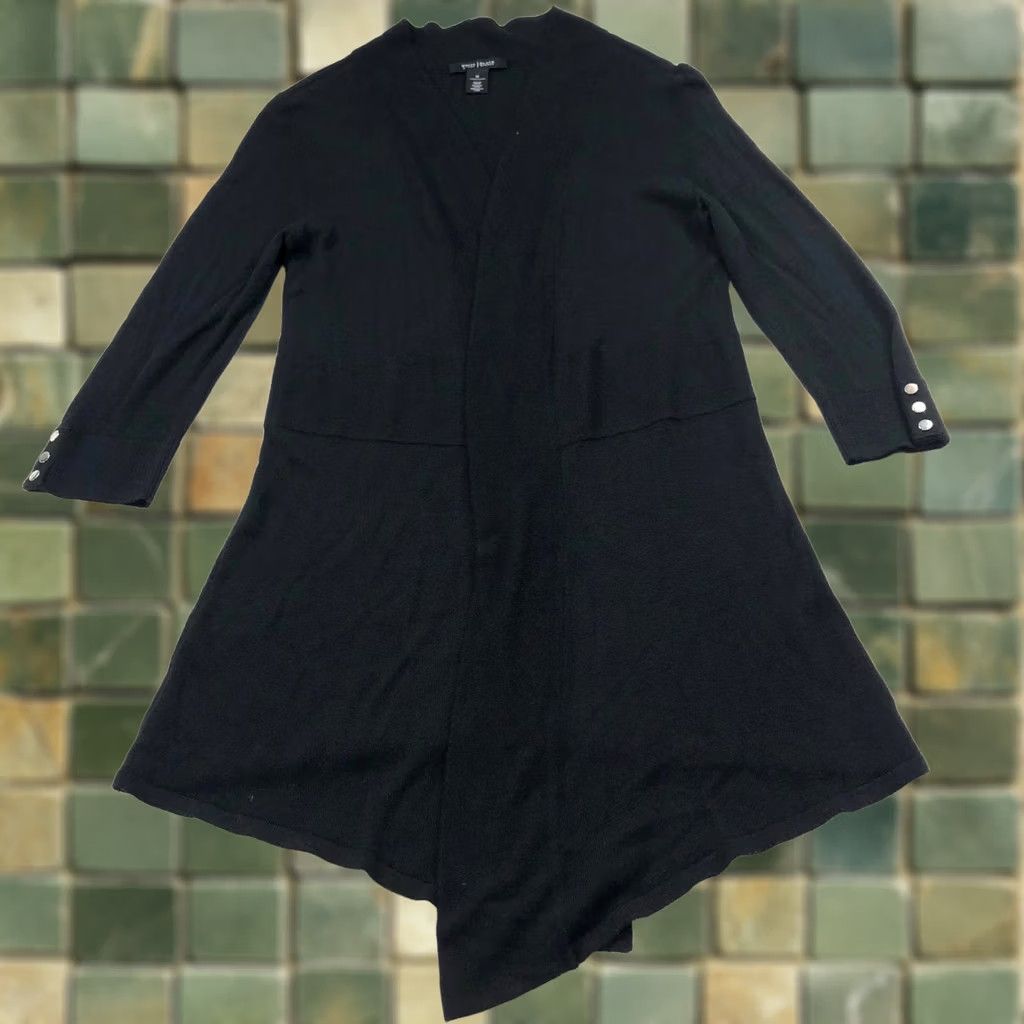 White House Black Market White House Black Market Cardigan Sweater Open Front Black Knit M Womens Long Sleeve V-Neck Size M / US 6-8 / IT 42-44 - 1 Thumbnail