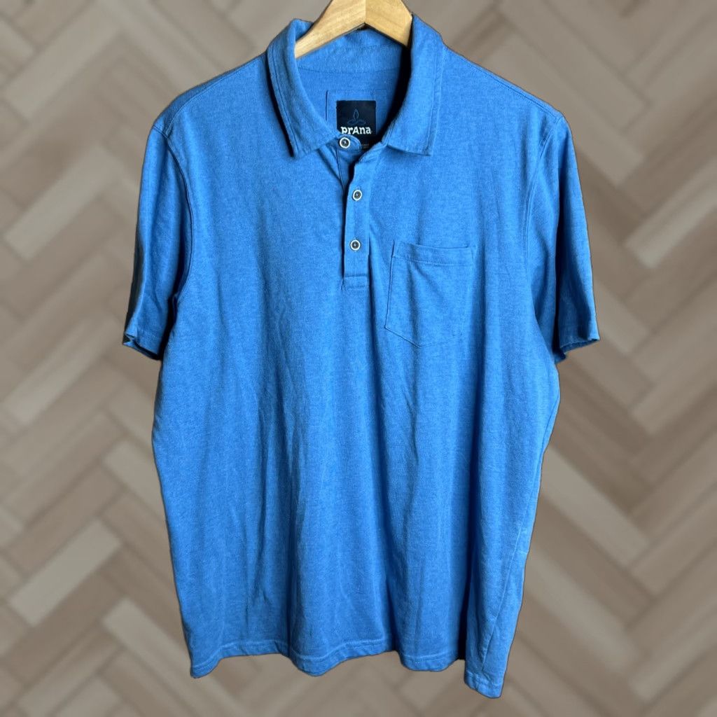 Prana prAna Polo Shirt - Short Sleeve - Blue - Size L - Men Size US L / EU 52-54 / 3 - 1 Thumbnail