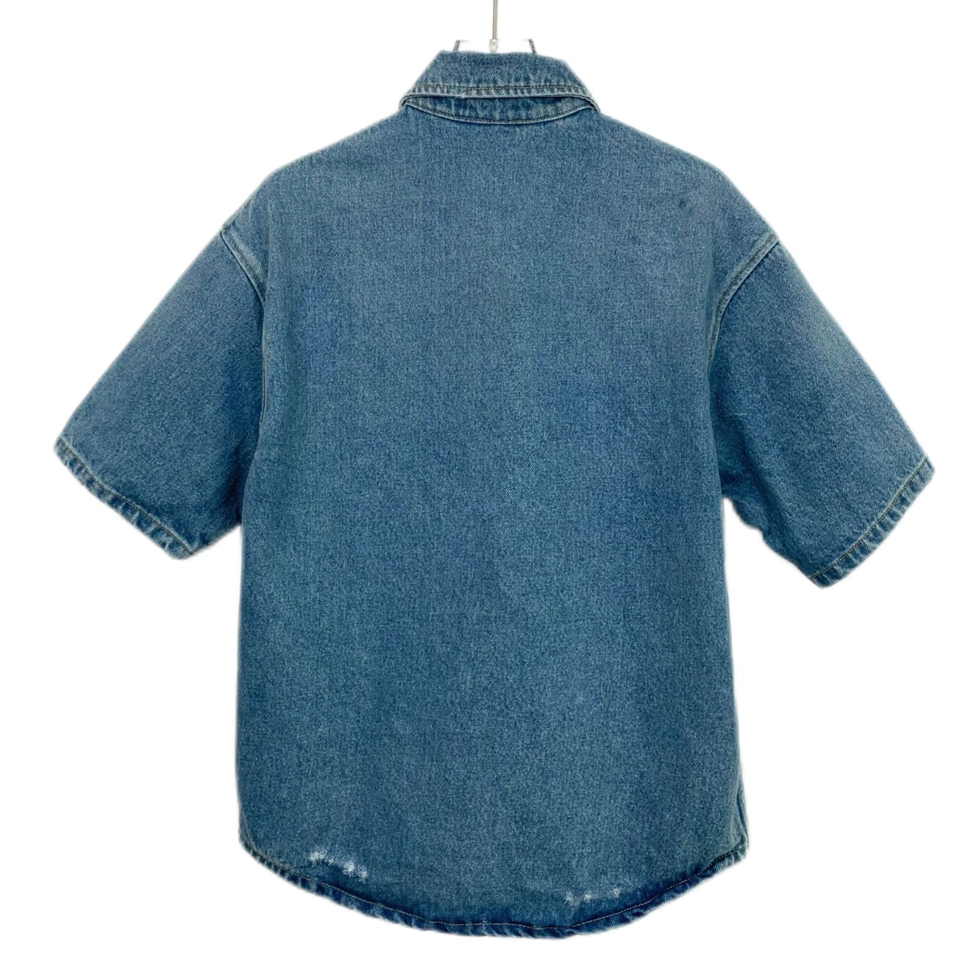 Prada Prada Womens Short-Sleeve Denim Button-Up Shirt With Chest P Size XS / US 0-2 / IT 36-38 - 2 Thumbnail