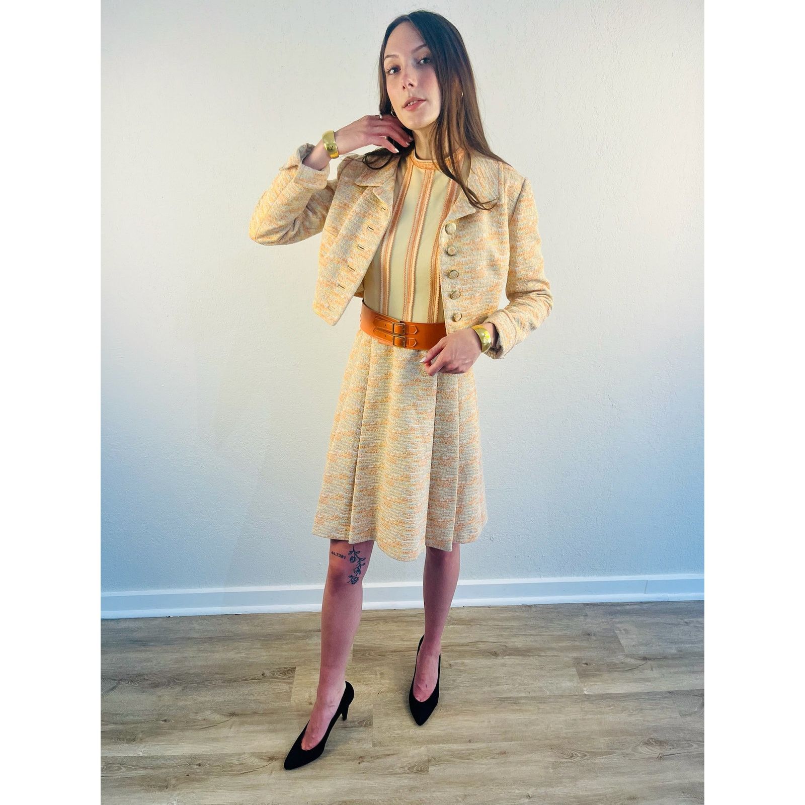 Other Vintage Orange 3 piece Dress and Jacket Set Size XS / US 0-2 / IT 36-38 - 1 Thumbnail