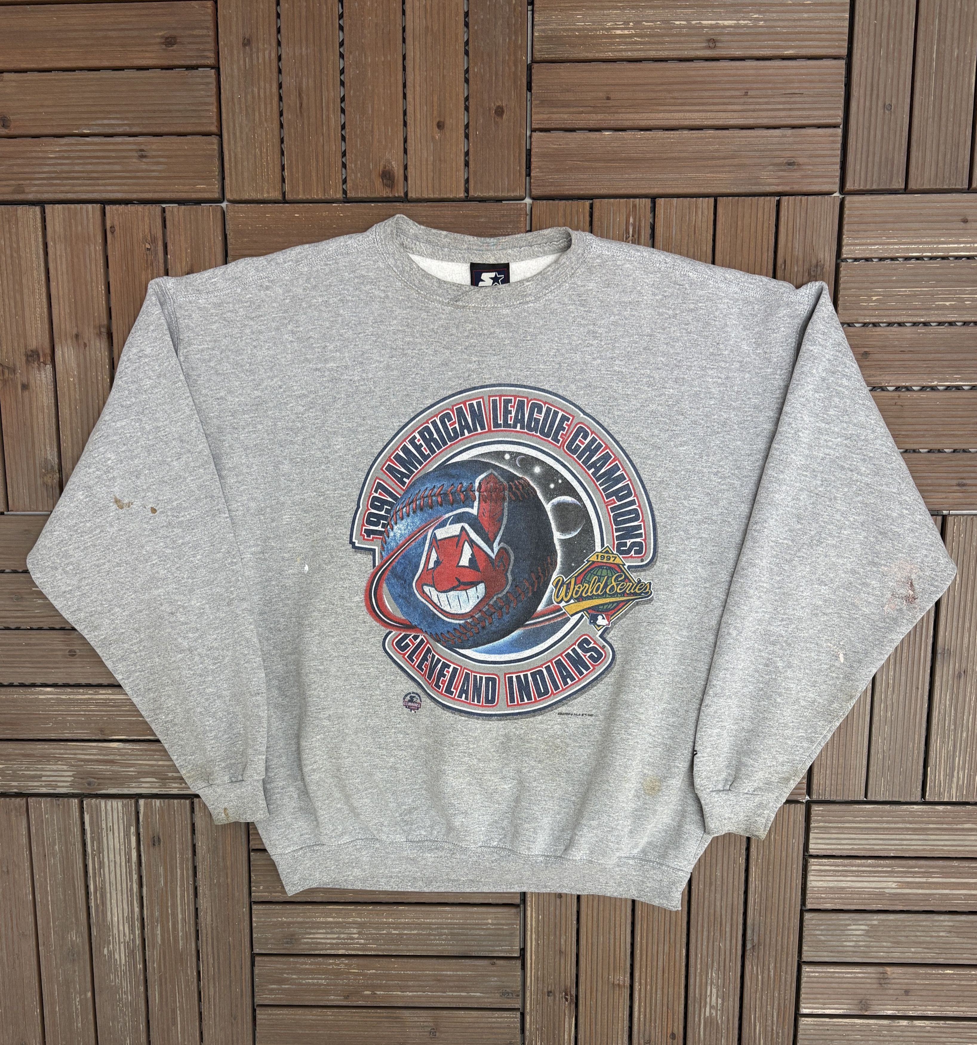 Starter Cleveland Indians AL Champions Vintage Crewneck Sweater Size US XL / EU 56 / 4 - 1 Thumbnail
