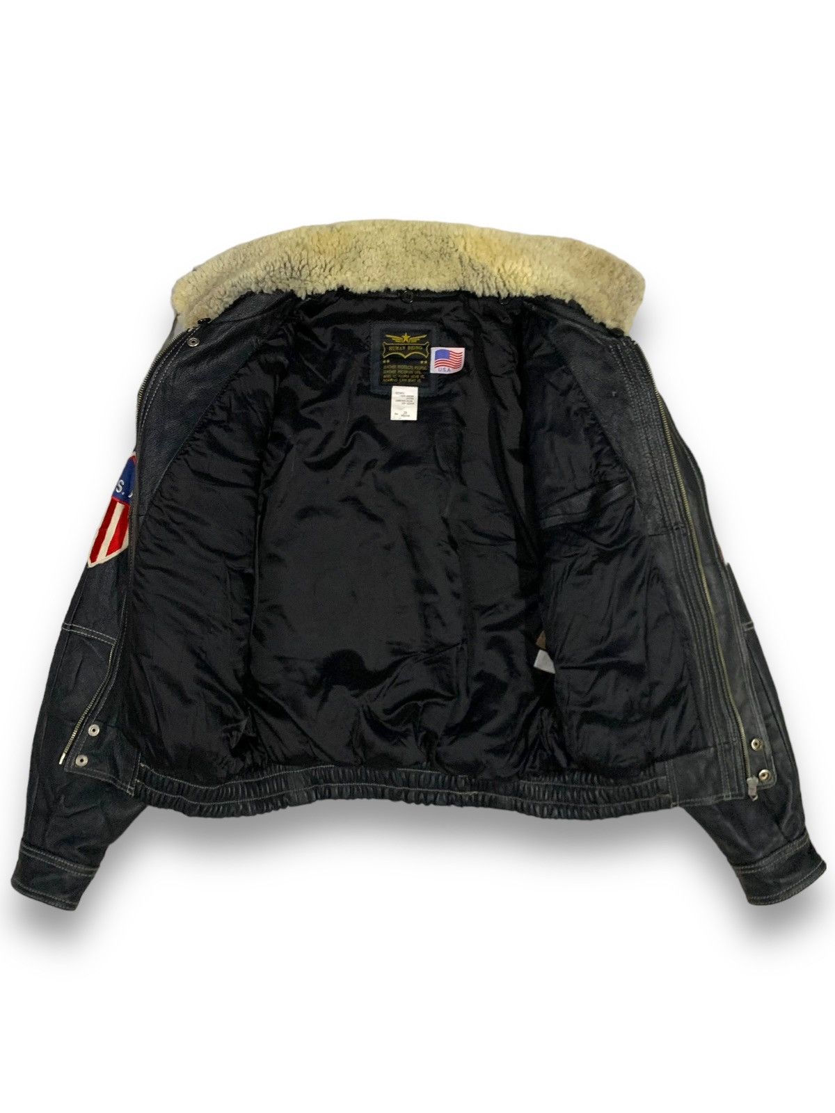 Other Vintage Human Being USA Flag Real Leather Bomber Jacket Size US M / EU 48-50 / 2 - 3 Thumbnail