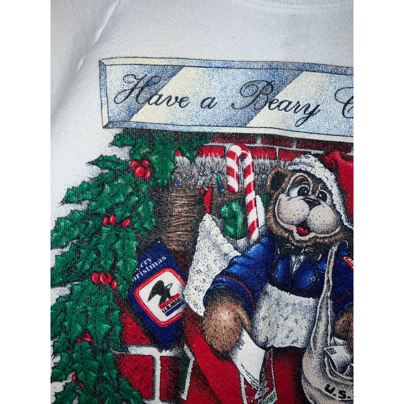 Fruit Of The Loom Vintage Christmas Sweatshirt Have A Beary Crewneck VTG 90s X Size US XL / EU 56 / 4 - 4 Thumbnail