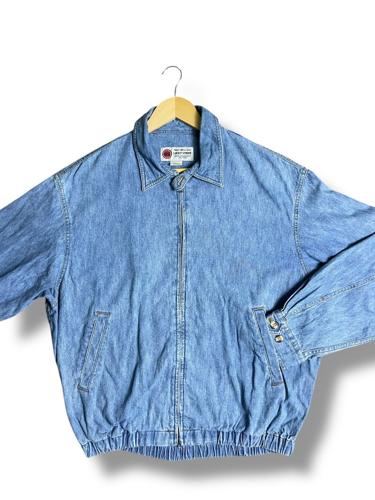 Japanese Brand × Vintage Lucky Strike Denim Bomber Jacket (25) Size US L / EU 52-54 / 3 - 3 Thumbnail