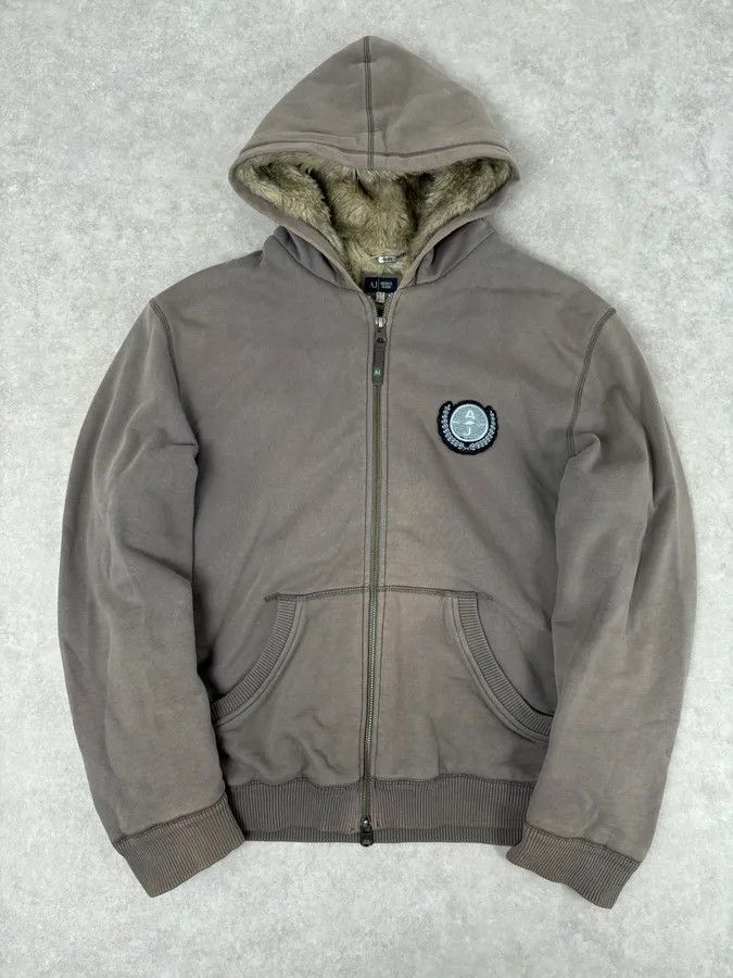 Armani 2000s Armani Brown Fur-Lined Zip-up Hoodie Size US L / EU 52-54 / 3 - 1 Thumbnail