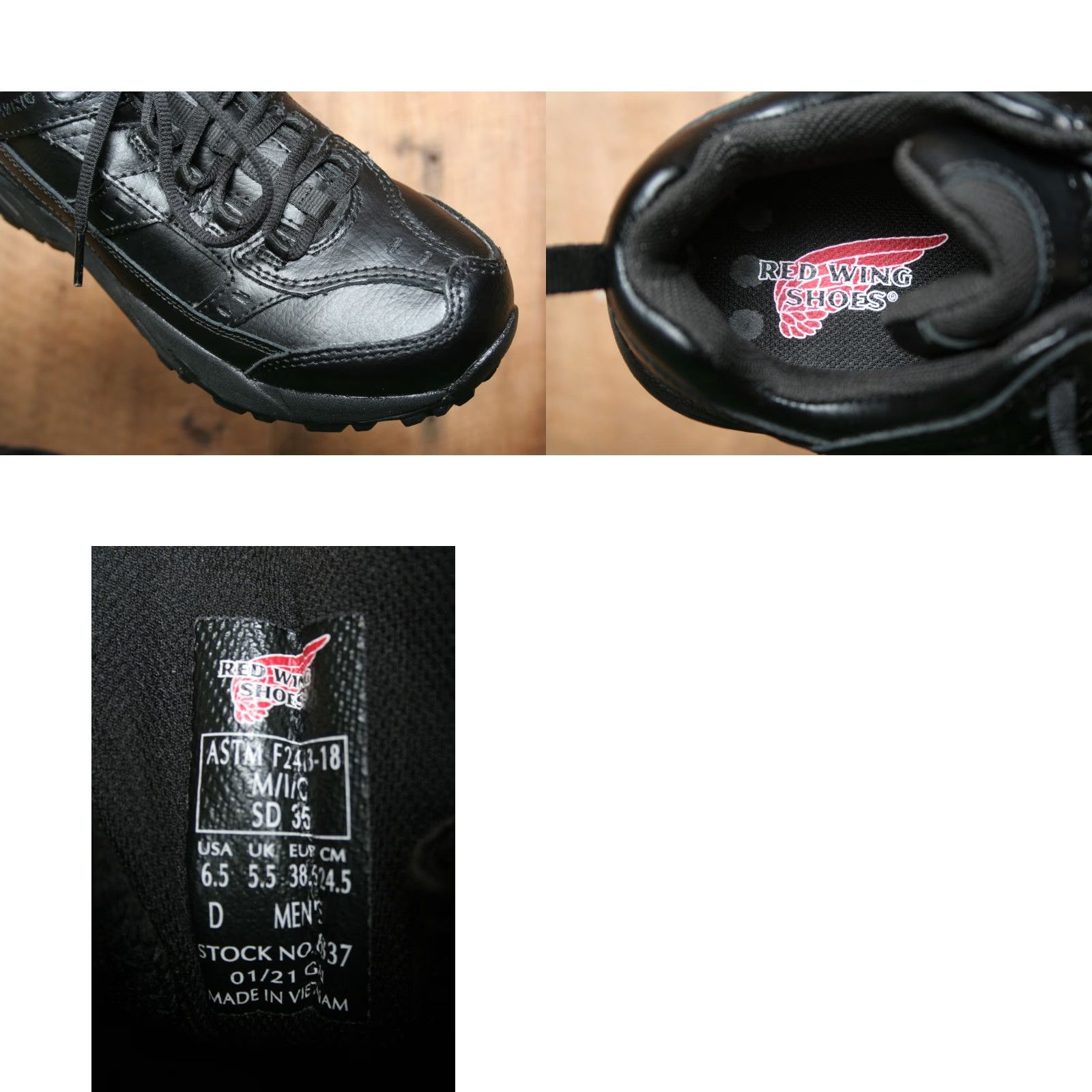 Red Wing RED WING 6337 Black Leather Aluminum Safety Toe Work Oxfords Men's 6.5 D Shoes Size US 7 / EU 40 - 8 Thumbnail