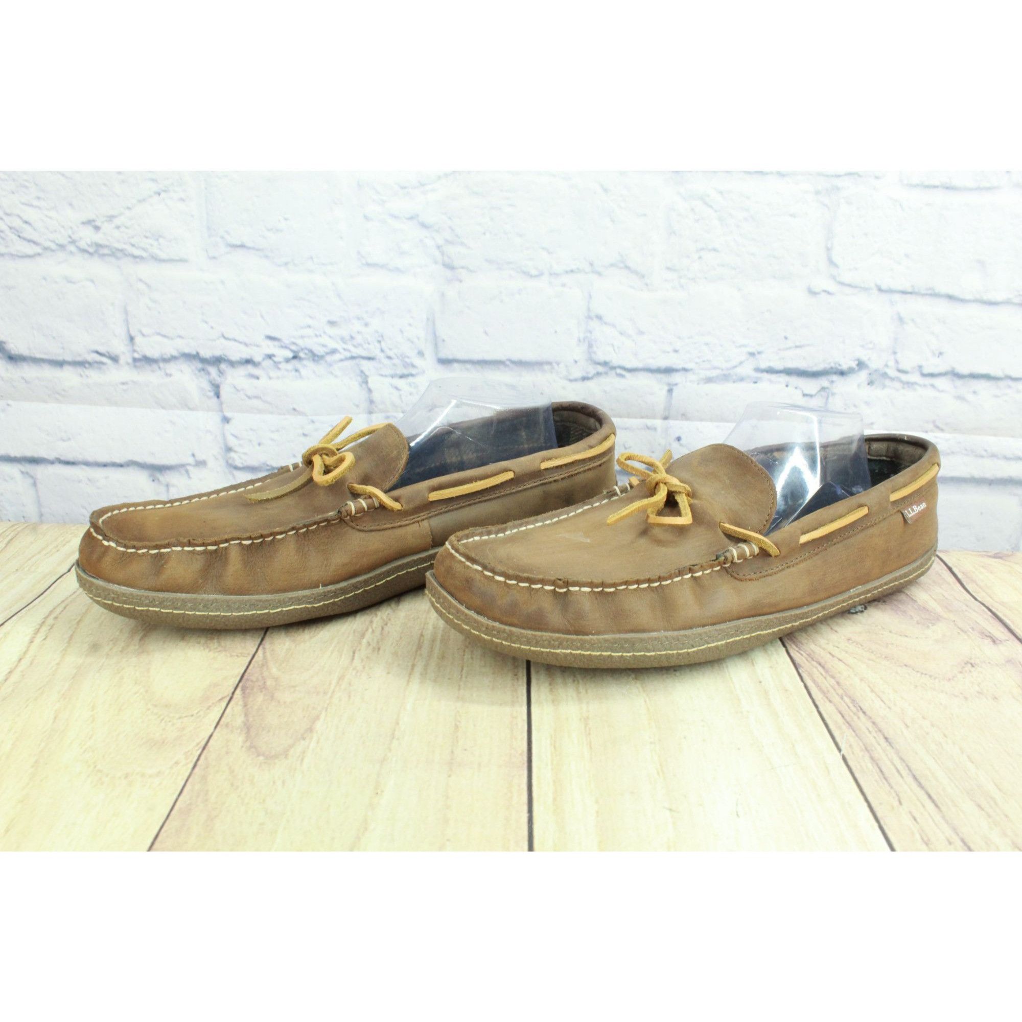 L.L. Bean LL Bean Men's Brown Leather Handsewn Slippers Size US 13 / EU 46 - 3 Thumbnail