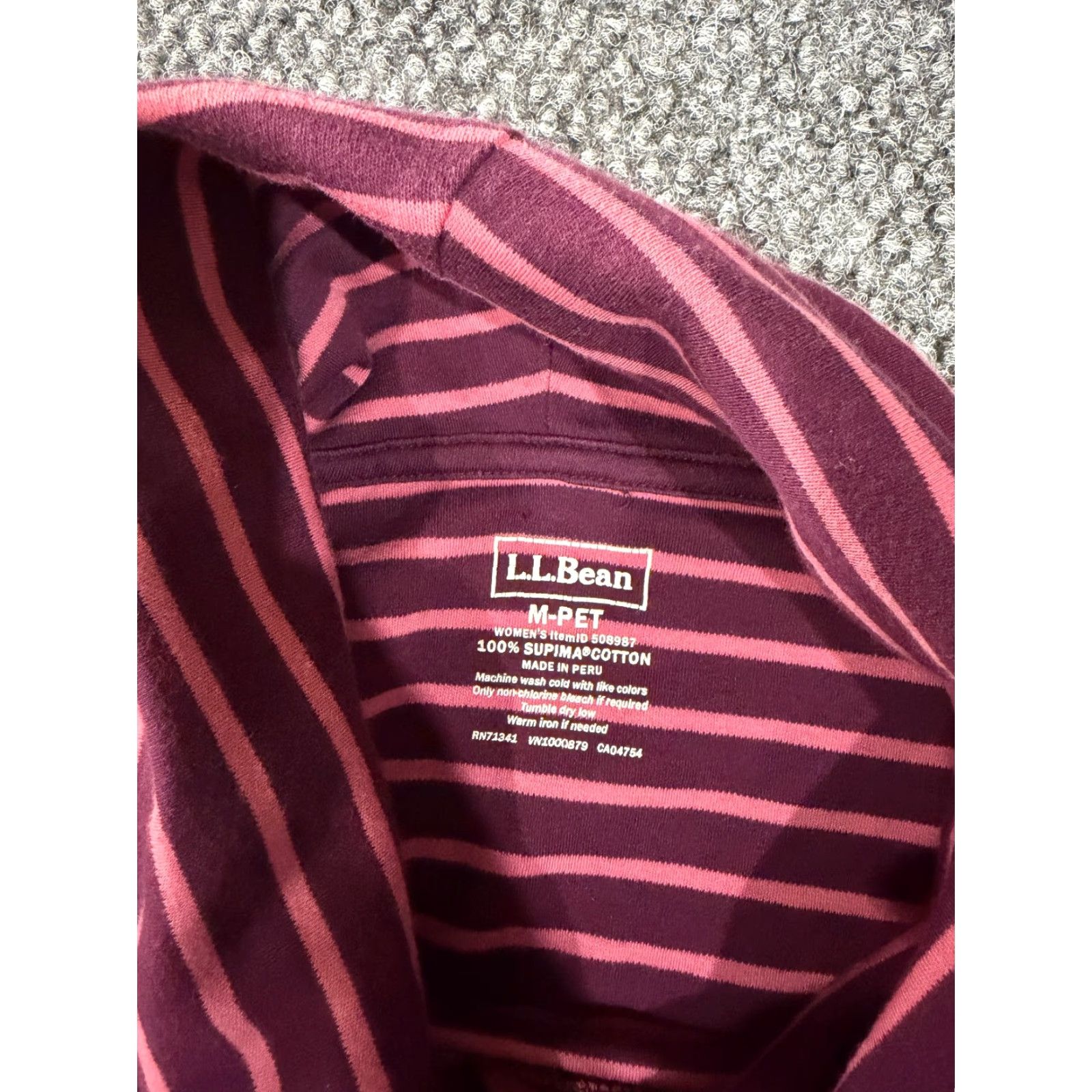 Vintage LL Bean Sweater Womens Petite Medium Purple Pink Striped Cardigan Crewneck Cotton Knit Raglan Long Sleeve Turtleneck Buttonless Size M / US 6-8 / IT 42-44 - 4 Thumbnail